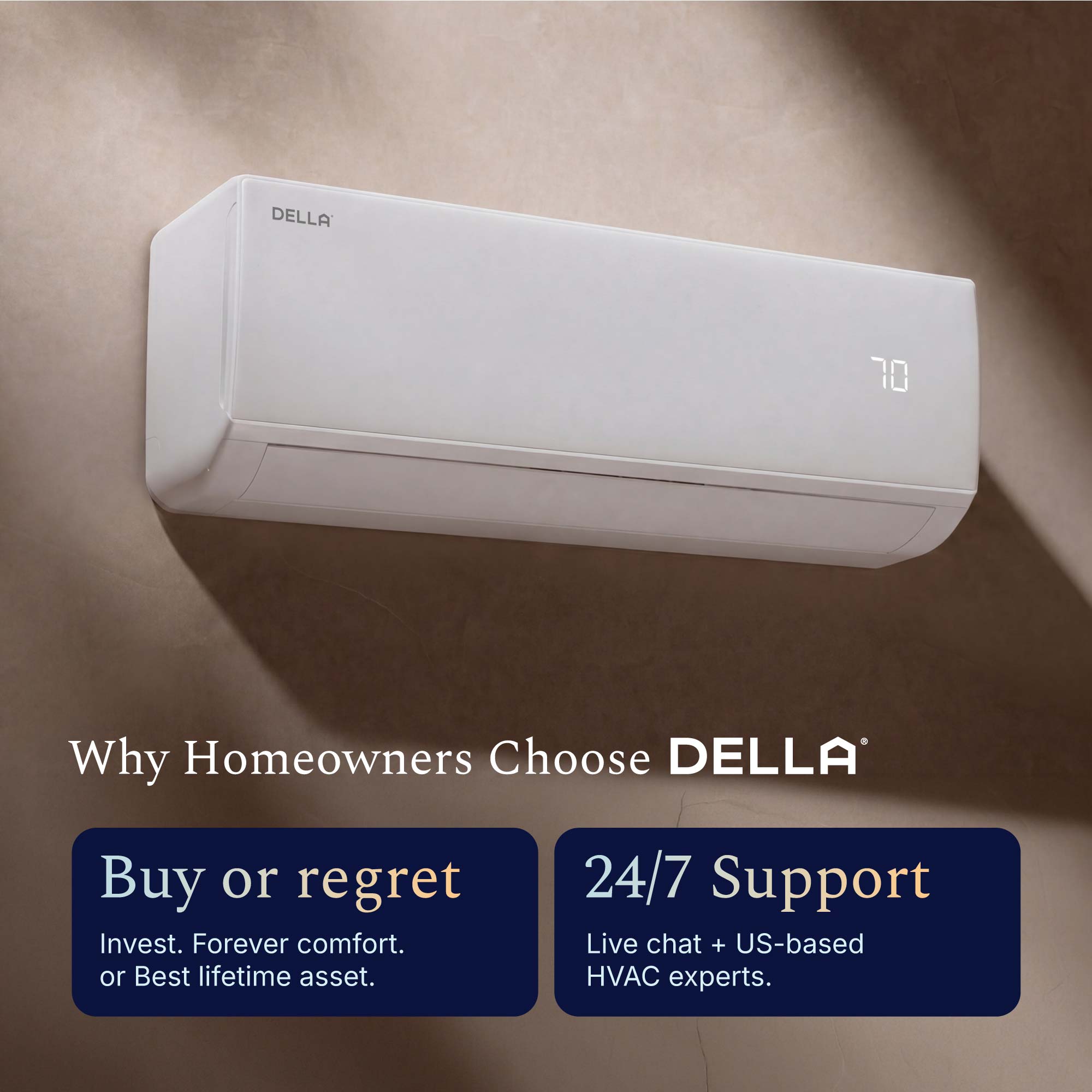 DELLA Econo Series 35000 BTU 17 SEER2 Mini Split Heat Pump AC - Up to 2500 Sq.Ft.