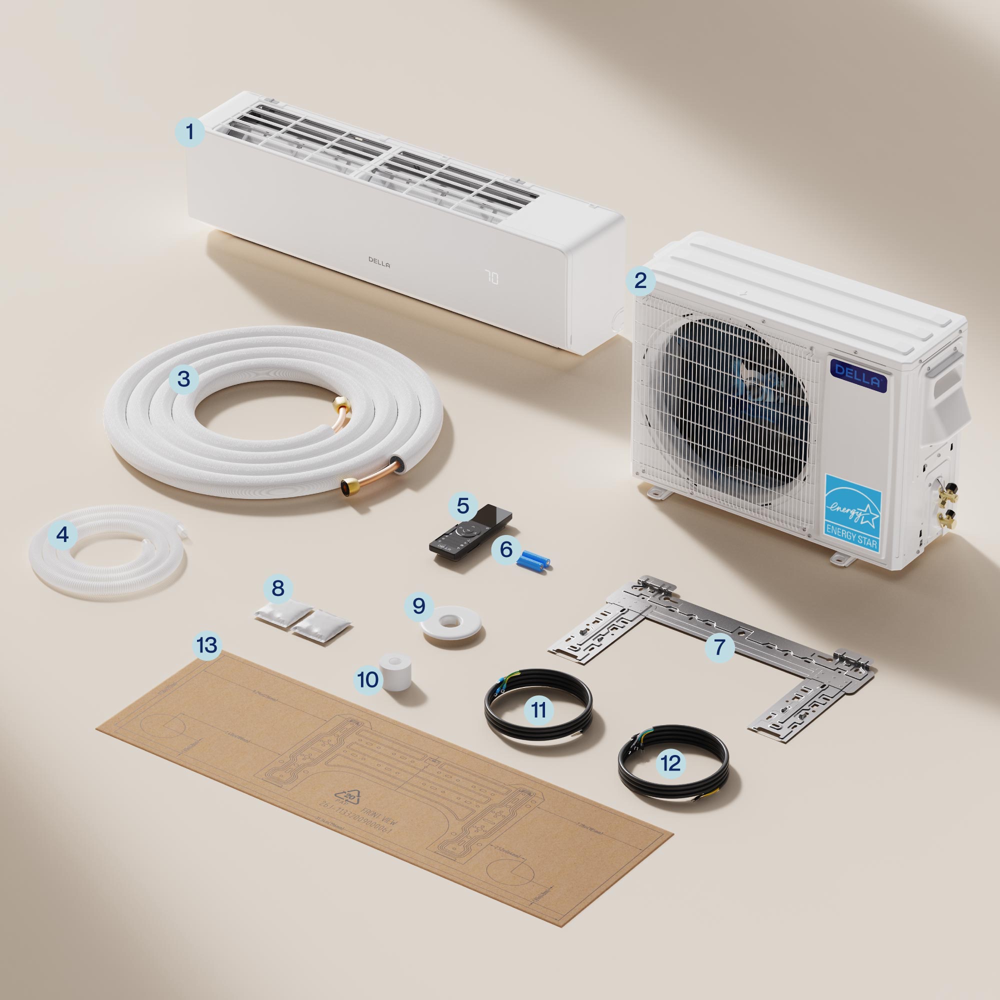 DELLA Serena Series 24000 BTU 22 SEER2 Mini-Split Heat Pump AC - Up to 1500 Sq.Ft.