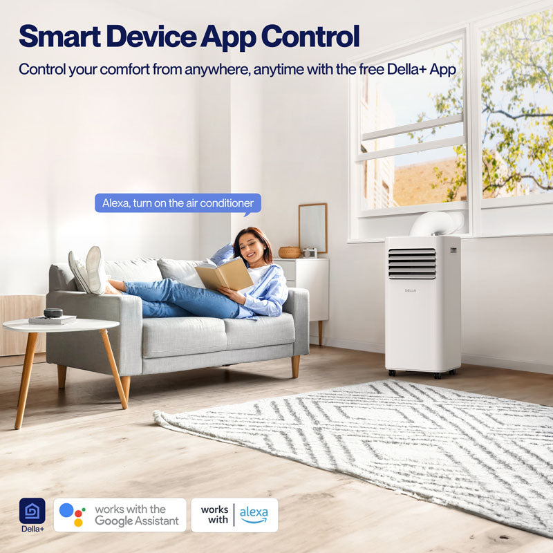 DELLA Traverse Series 8000 BTU Smart WiFi Enabled Portable AC with Heat/Remote/App Control, Cools Up To 150 Sq. Ft.