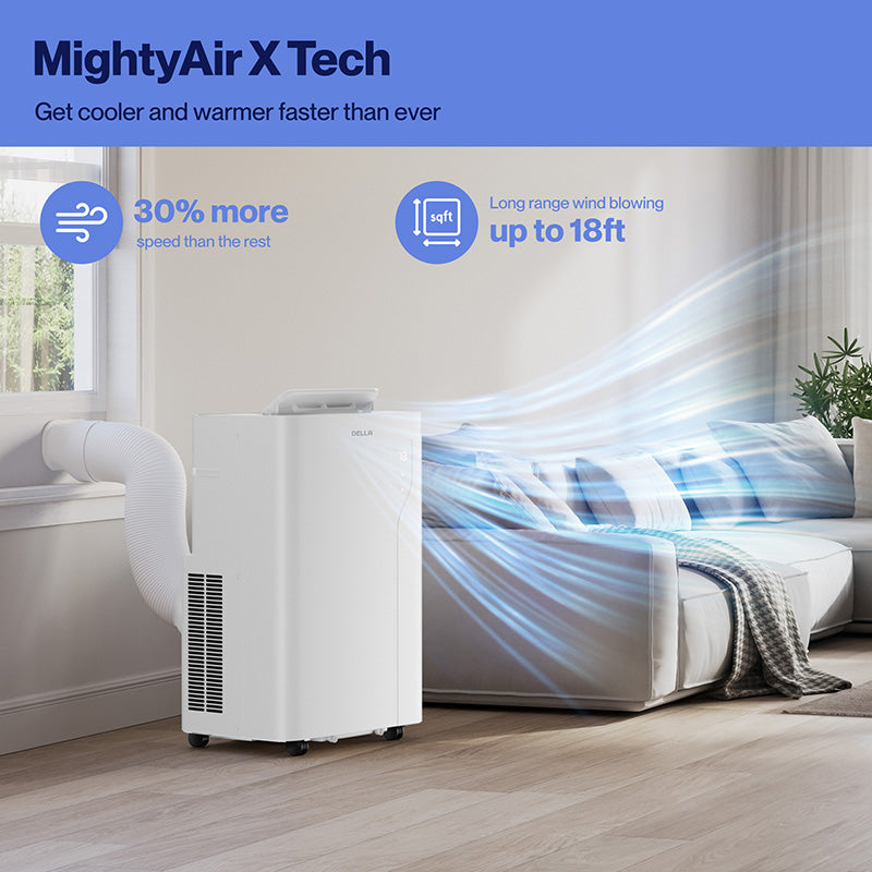 DELLA Velocity Series 14,000 BTU Smart WiFi Enabled Portable AC with Heat/Remote/App Control, Cools Up To 400 Sq. Ft.