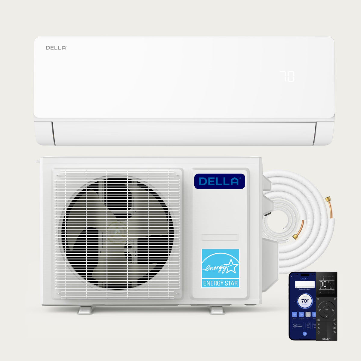 DELLA Vita Series 9000 BTU 20 SEER2 Mini Split Heat Pump AC - Up to 400 Sq.Ft.