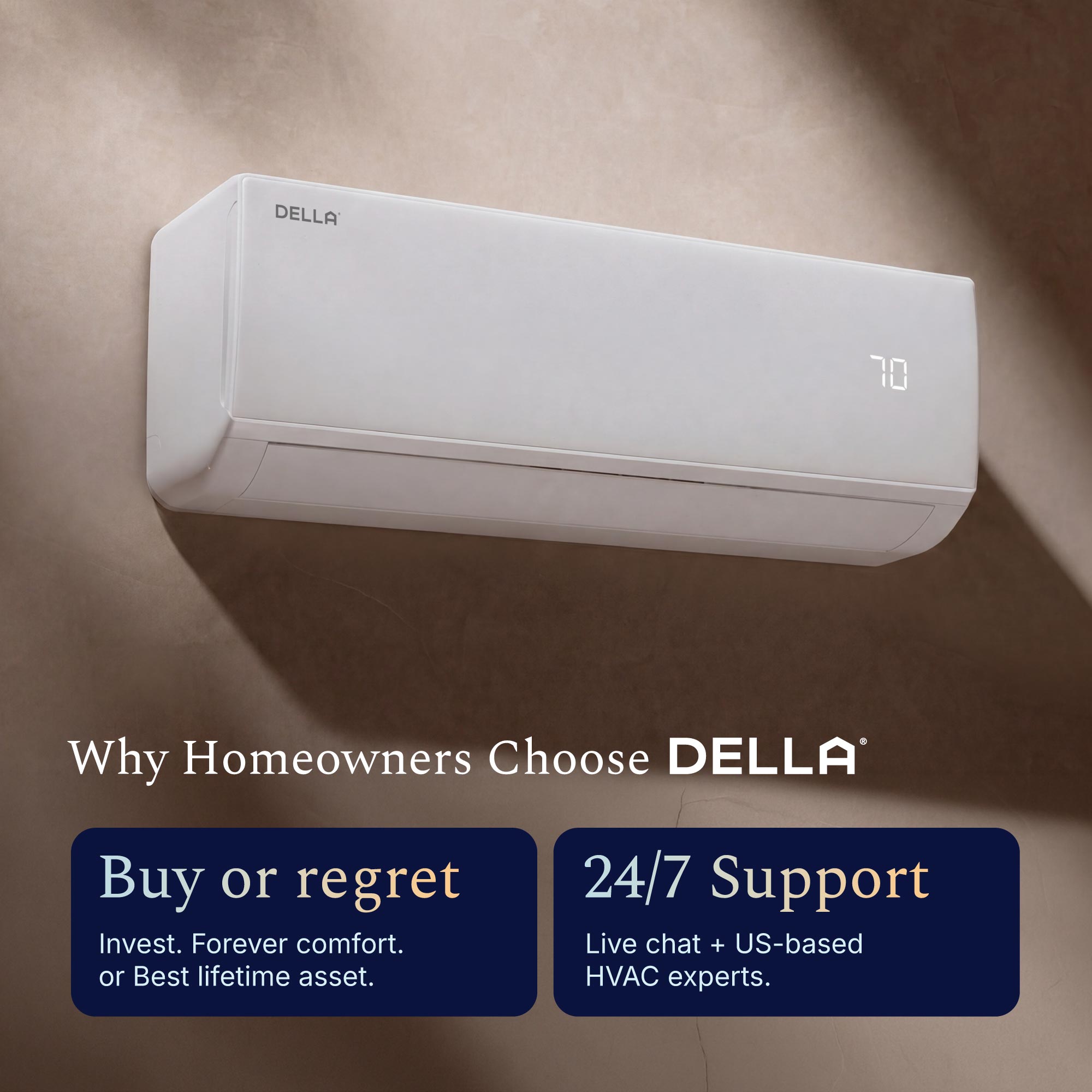 DELLA Vita Series 36000 BTU 20 SEER2 Mini Split Heat Pump AC - Up to 2500 Sq.Ft.