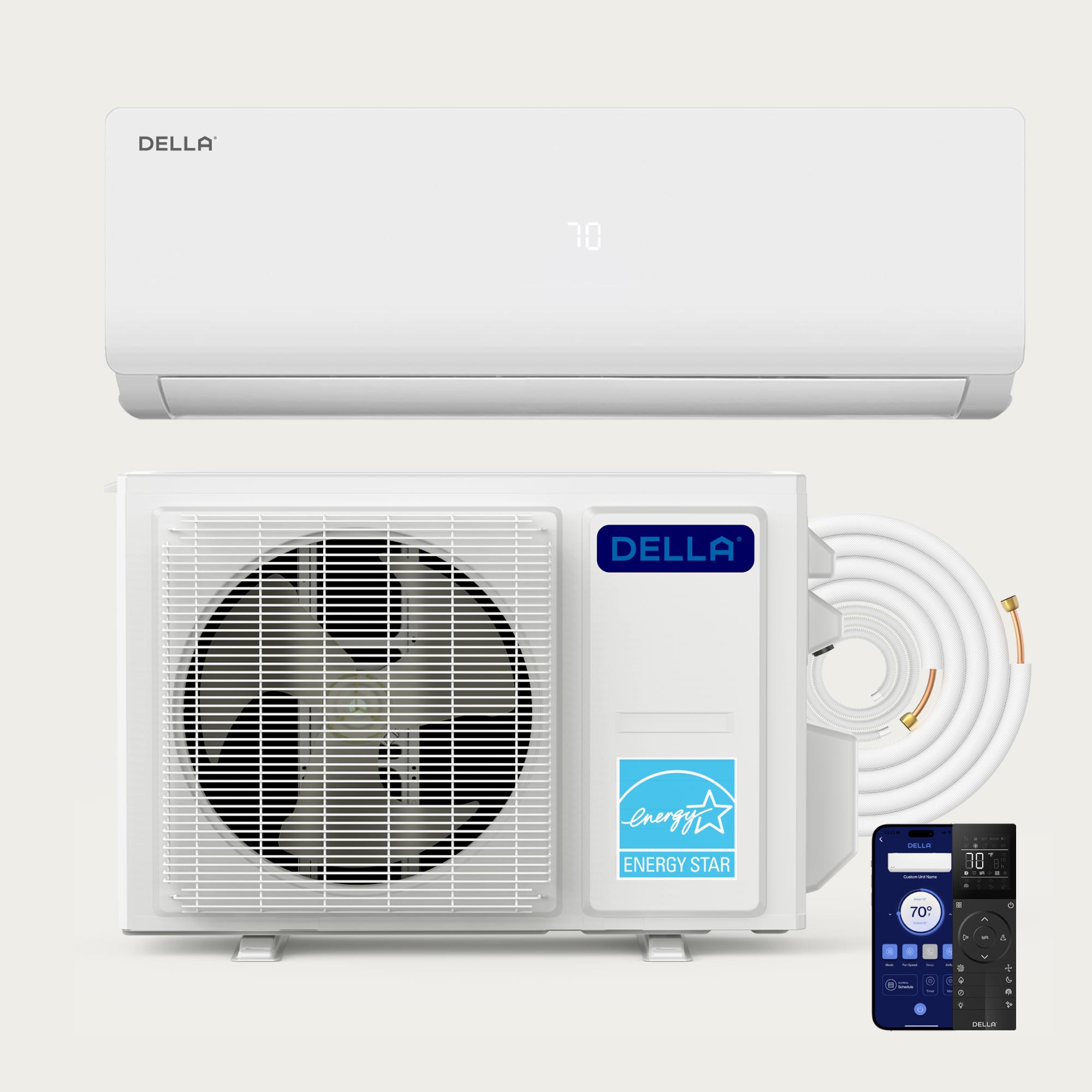 DELLA Vario Series 9000 BTU 20 SEER2 Mini Split Heat Pump AC - Up to 400 Sq.Ft.