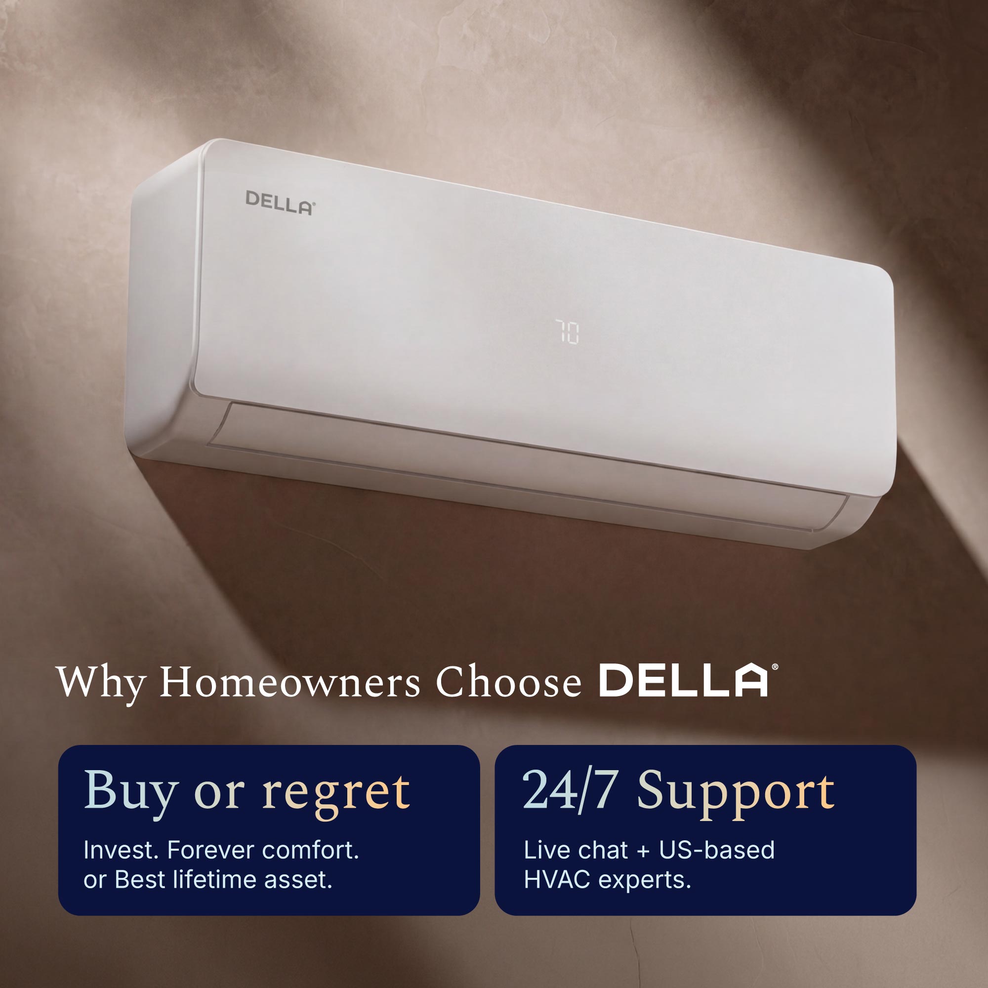 DELLA Vario Series 12000 BTU 23 SEER2 Mini Split Heat Pump AC - Up to 550 Sq.Ft.