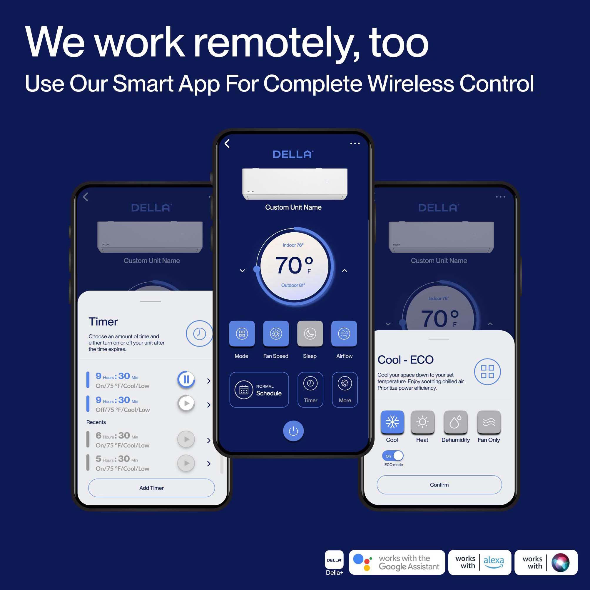 DELLA Optima Series 35000 BTU Dual Zone Mini Split AC with R-454B (23K+23K) - Up to 3000 Sq.Ft.