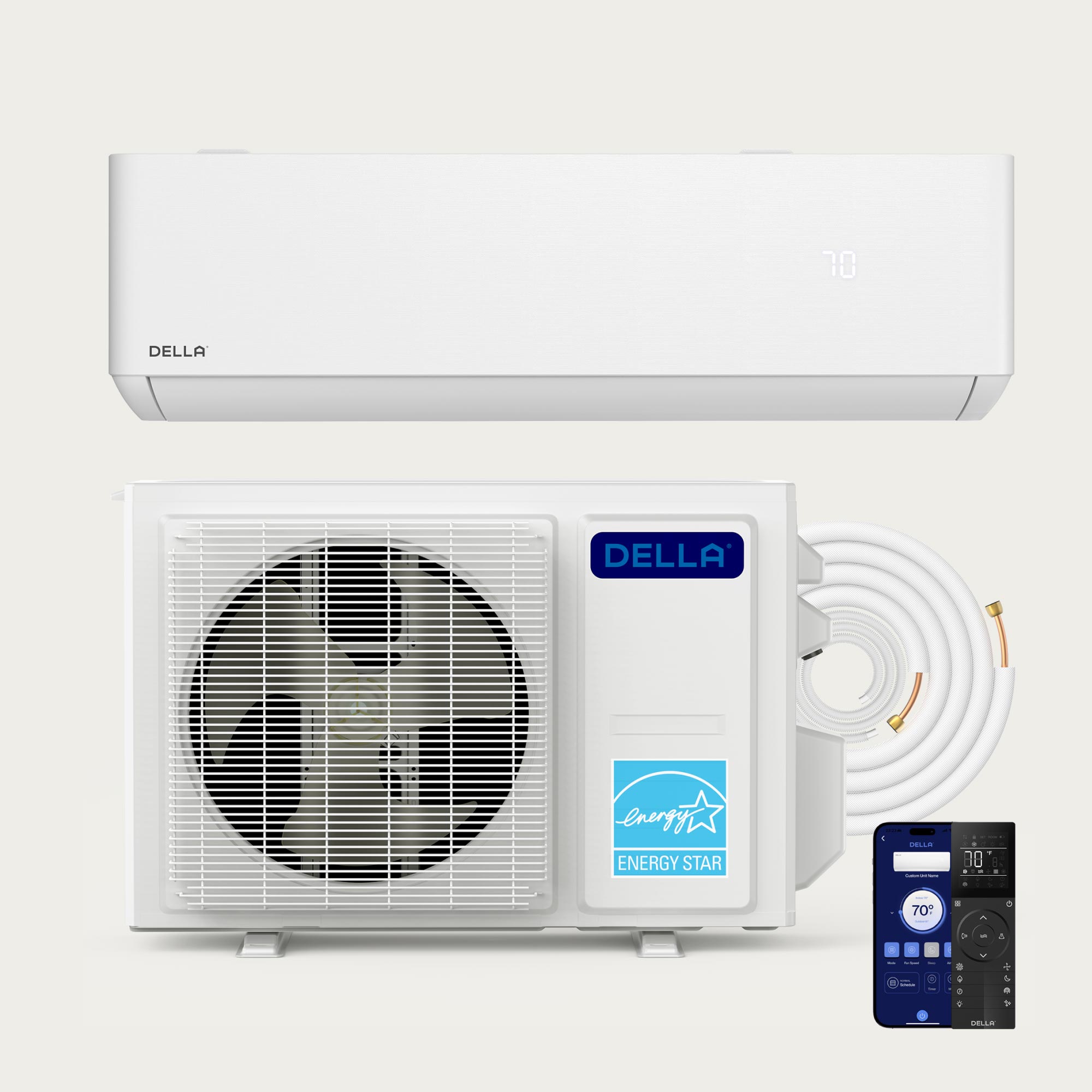 DELLA Optima CloudAir Series 23000 BTU 23 SEER2 Ultra Heat Mini Split AC - Up to 1500 Sq.Ft.