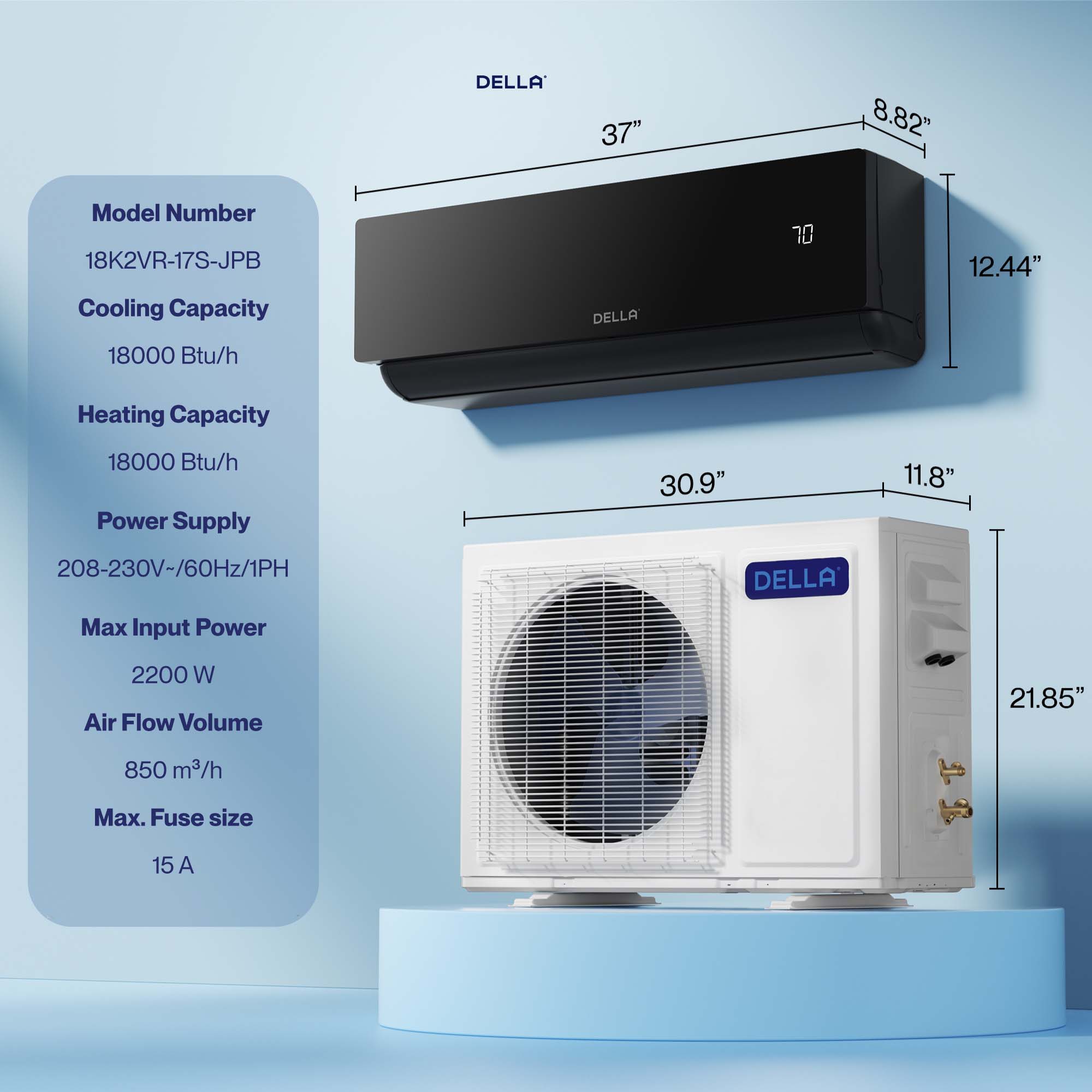 Umbra Series 18000 BTU SEER2 19 Mini-Split Heat Pump AC - Up to 1000 Sq.Ft.