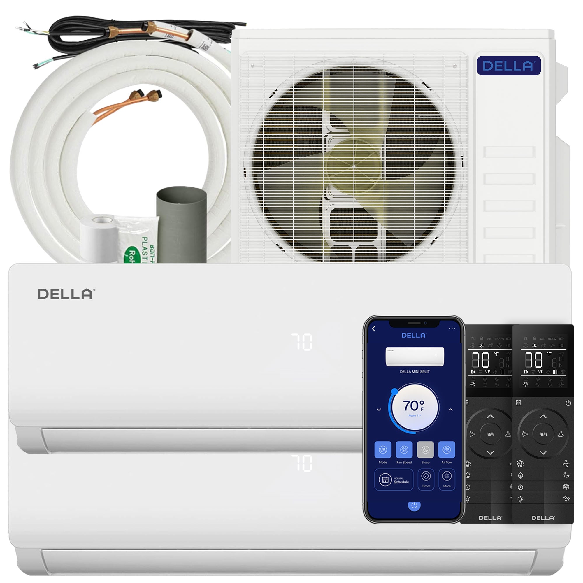DELLA Vario Series 28000 BTU Dual Zone Mini Split AC with R-454B (12k+18k) -Up to 1550 Sq.Ft.