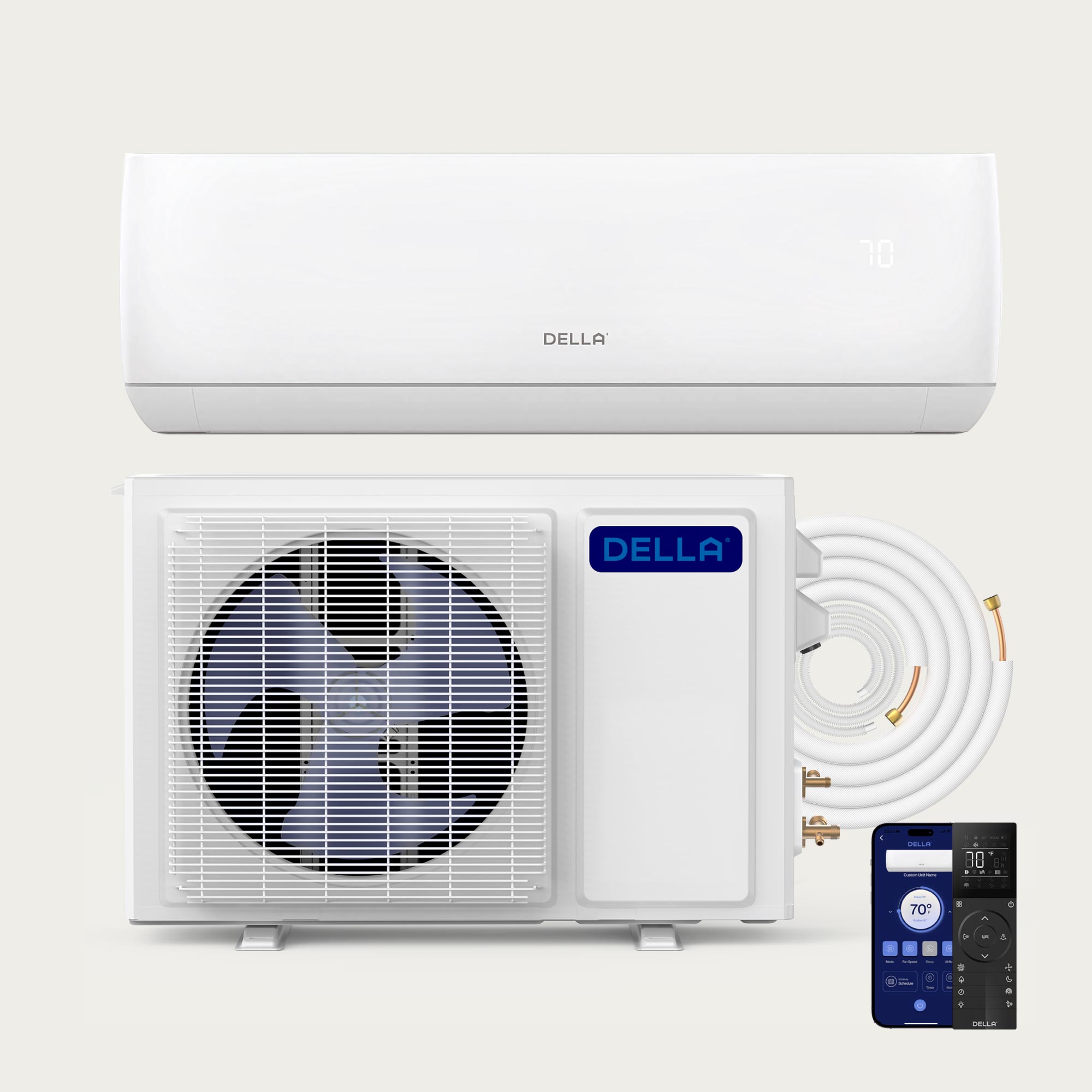 DELLA Motto Series 9100 BTU 19 SEER2 Mini Split Heat Pump AC – 230V, Up to 400 Sq.Ft.