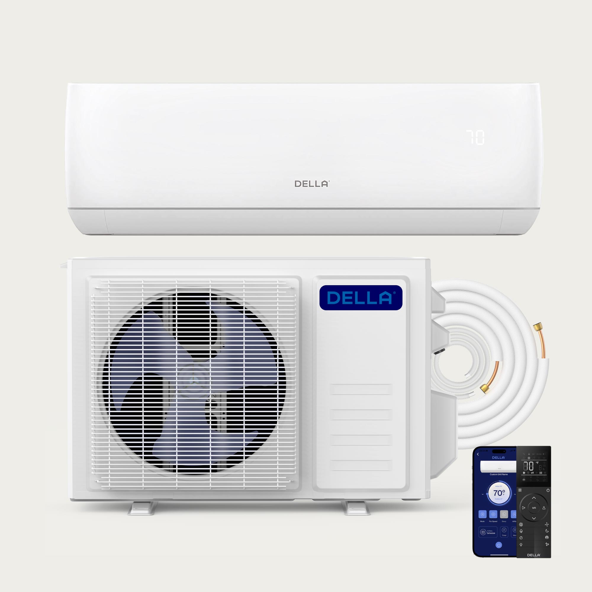 DELLA Motto Series 12000 BTU 19 SEER2 Mini Split Heat Pump AC – Up to 550 Sq.Ft.