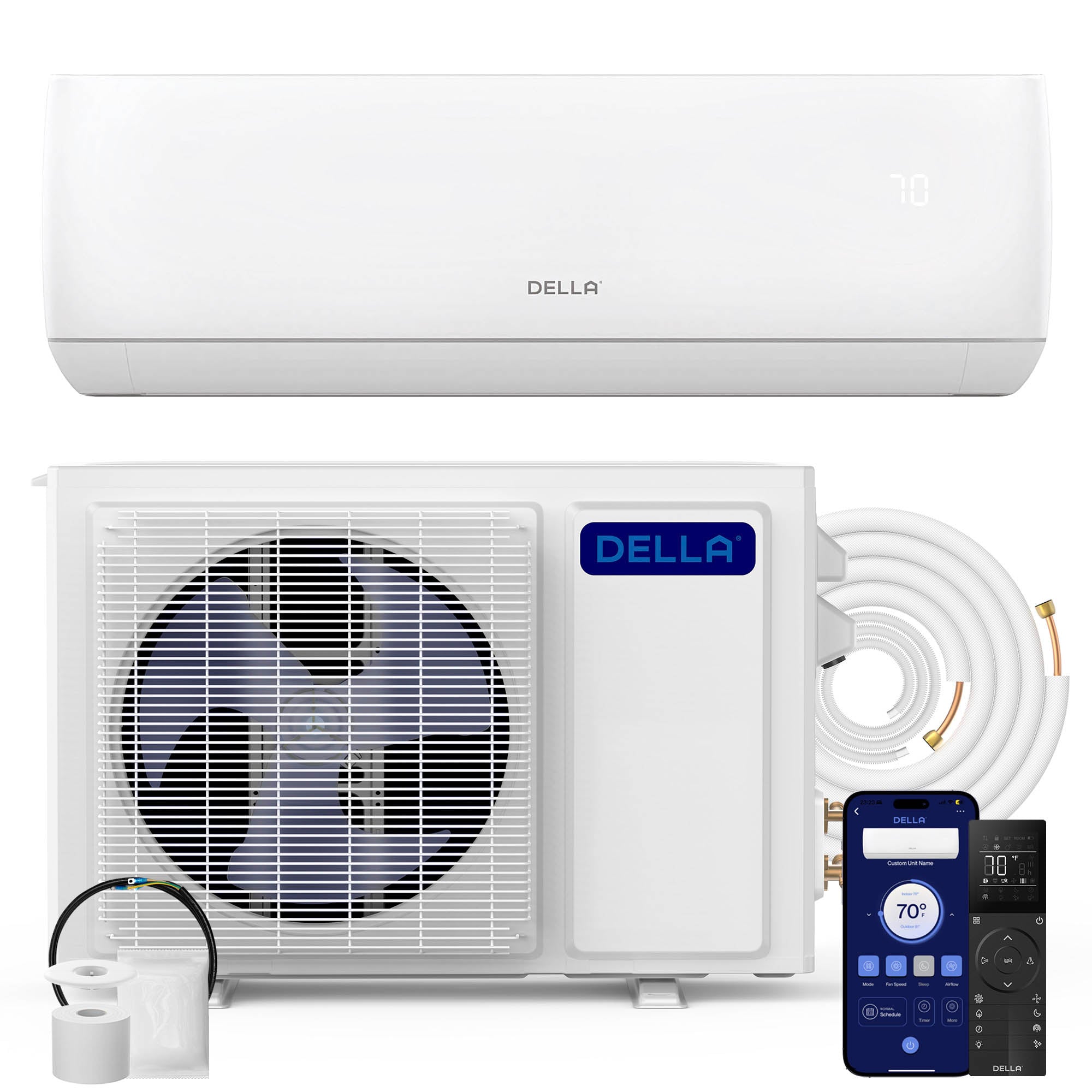 DELLA Motto Series 9100 BTU 19 SEER2 Mini-Split Heat Pump AC ¨C 230V, Up to 400 Sq.Ft.