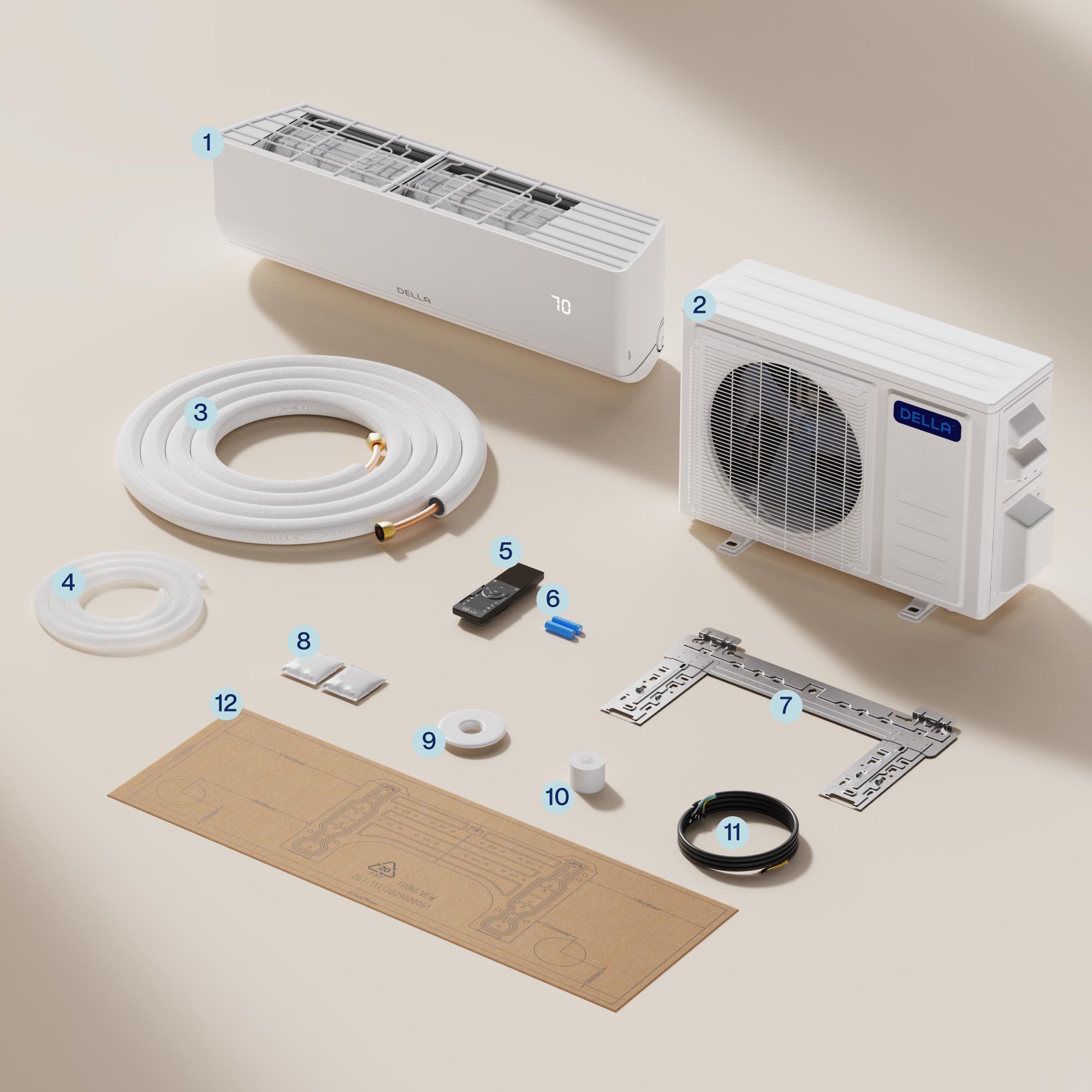 DELLA Motto Series 12000 BTU 19 SEER2 Mini Split Heat Pump AC – Up to 550 Sq.Ft.