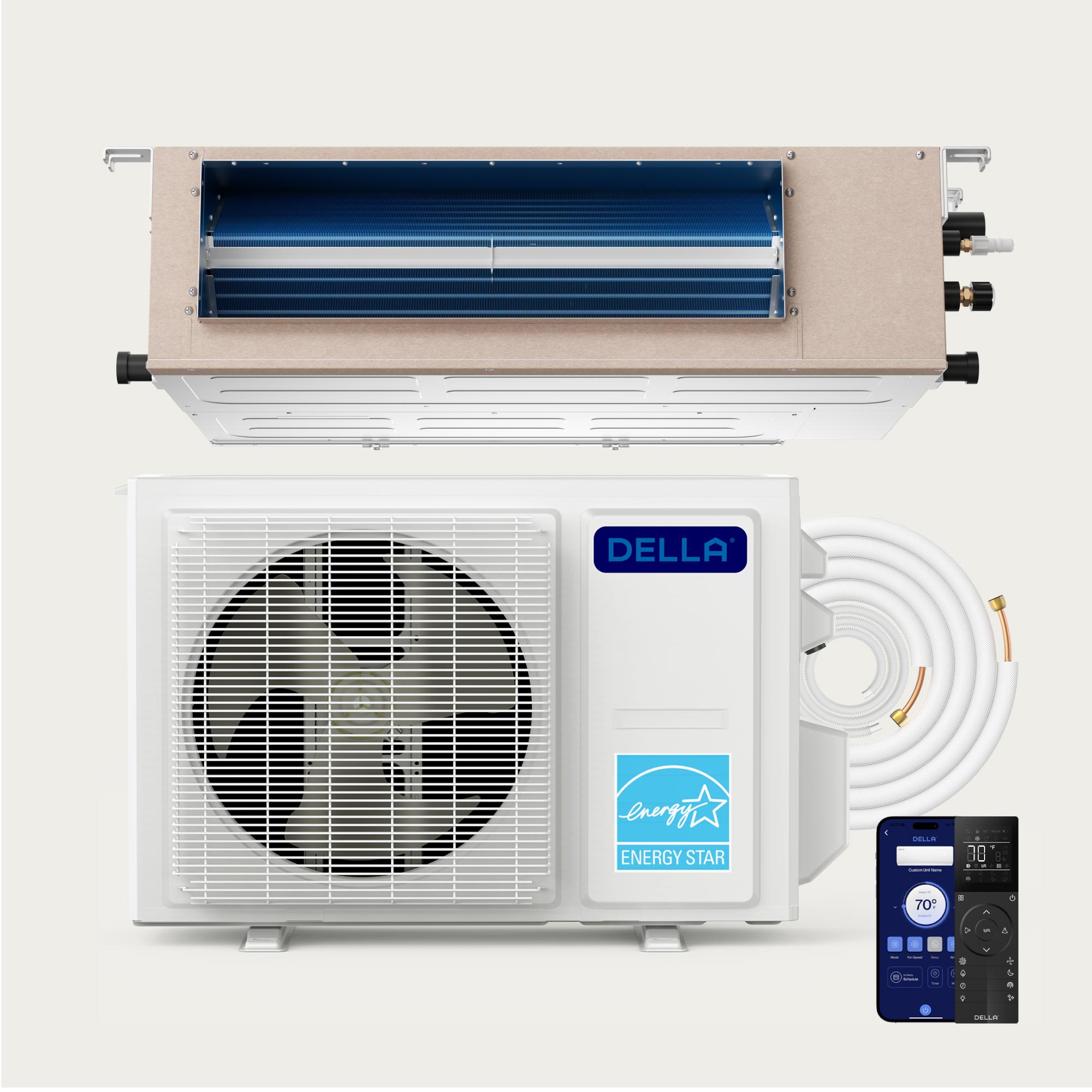 DELLA 11000 BTU 19 SEER2 Concealed Ducted Mini Split Air Conditioner