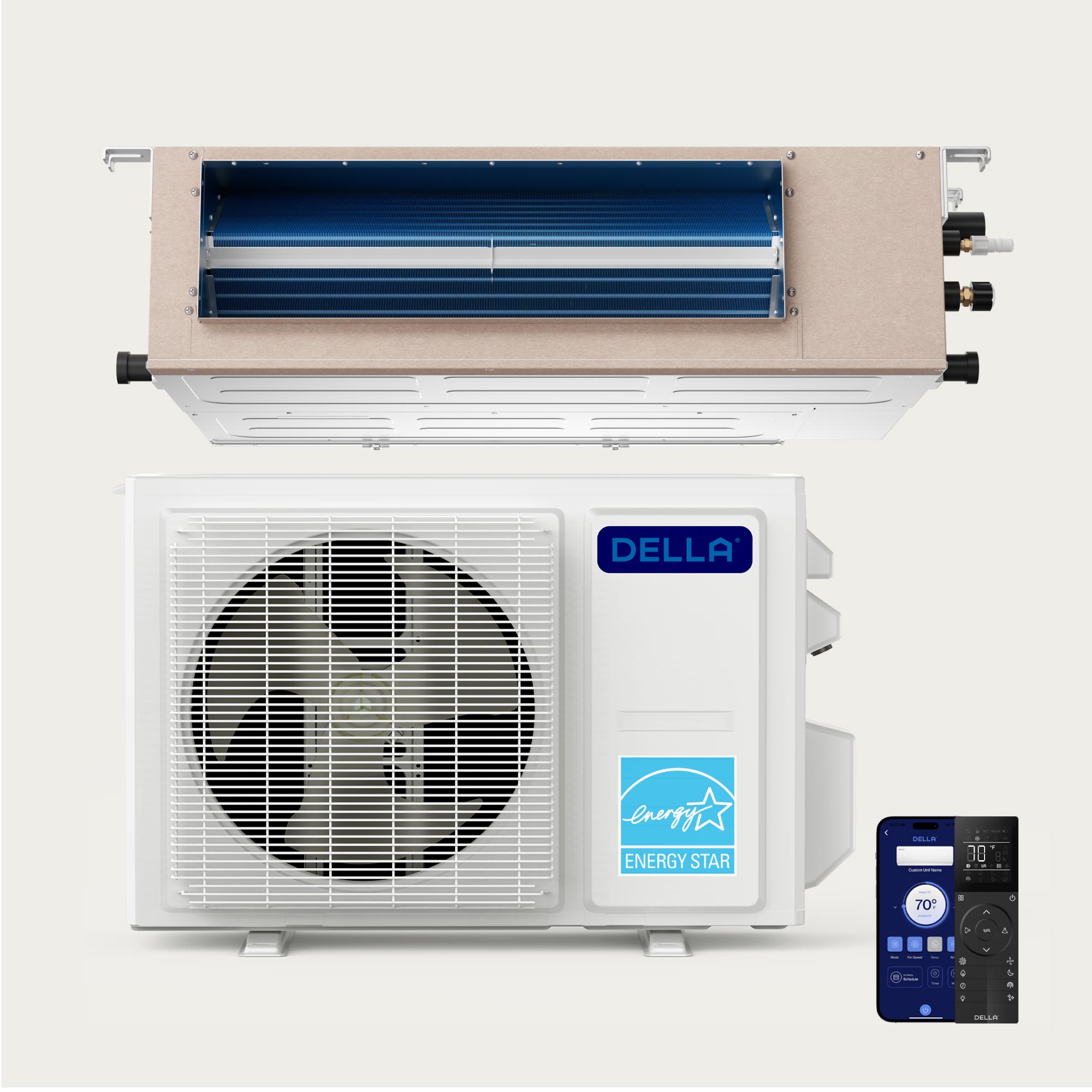 DELLA 9500 BTU 19.6 SEER2 Concealed Ducted Mini Split Air Conditioner