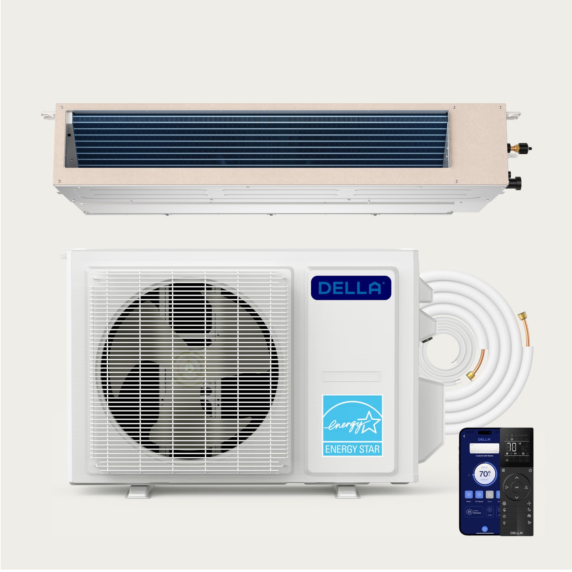 DELLA 22000 BTU 19 SEER2 Concealed Ducted Mini Split Air Conditioner