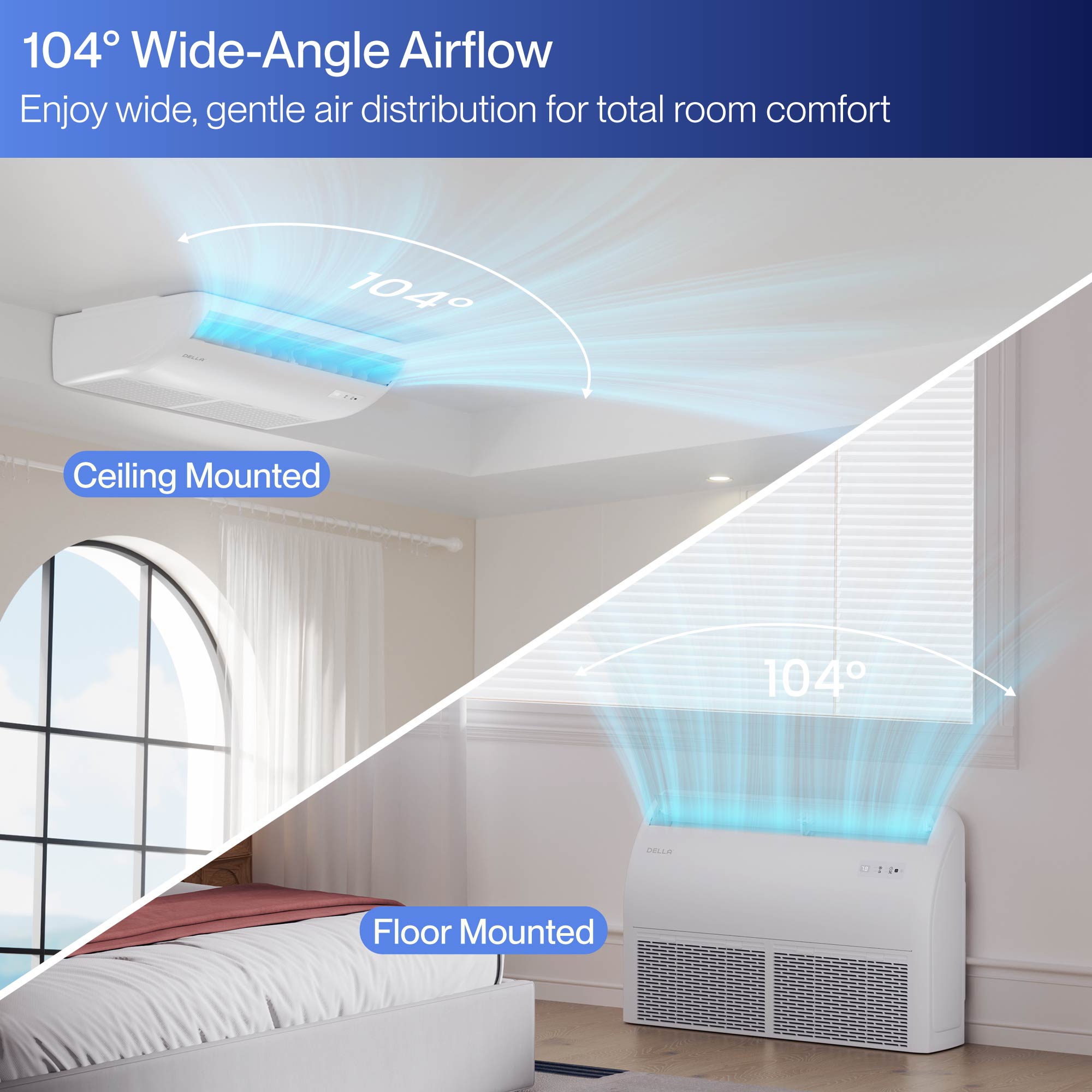 DELLA 22200 BTU 20 SEER2 Floor Ceiling Mini Split AC - Up to 1500 Sq. Ft.