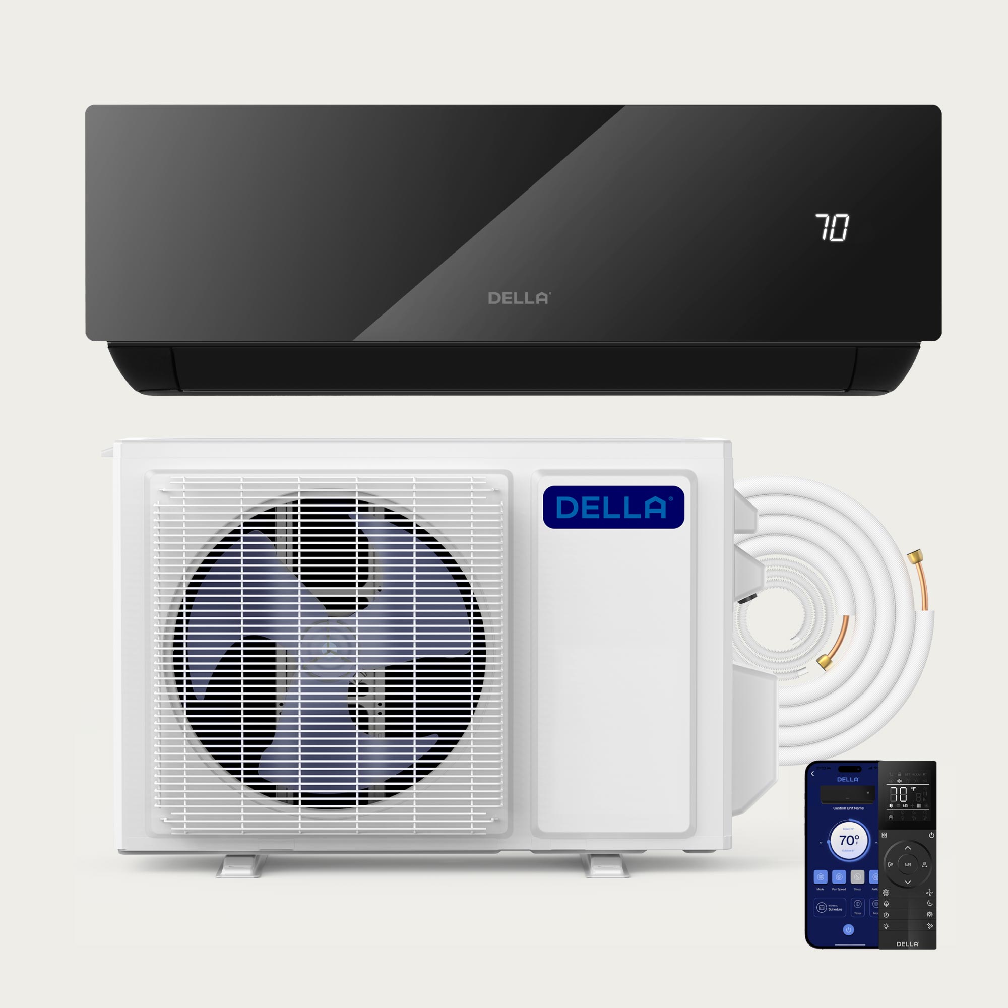 DELLA Umbra Series 23000 BTU 19 SEER2 Mini Split Heat Pump AC - Up to 1500 Sq.Ft.