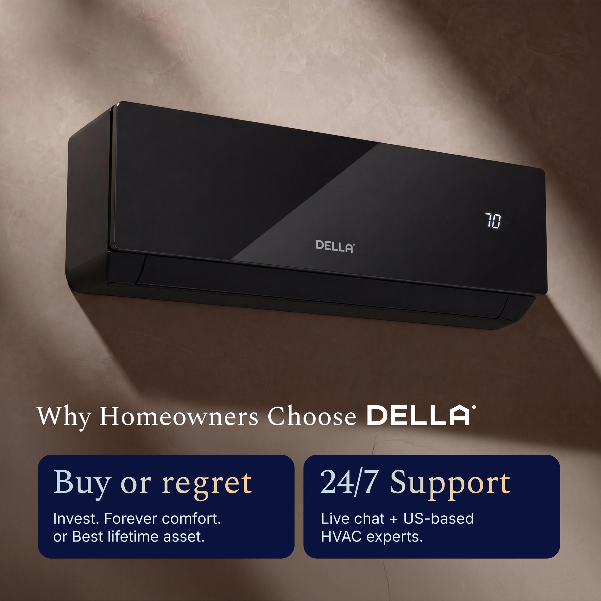 DELLA Umbra Series 9100 BTU 19 SEER2 Mini Split Heat Pump AC - Up to 400 Sq.Ft.