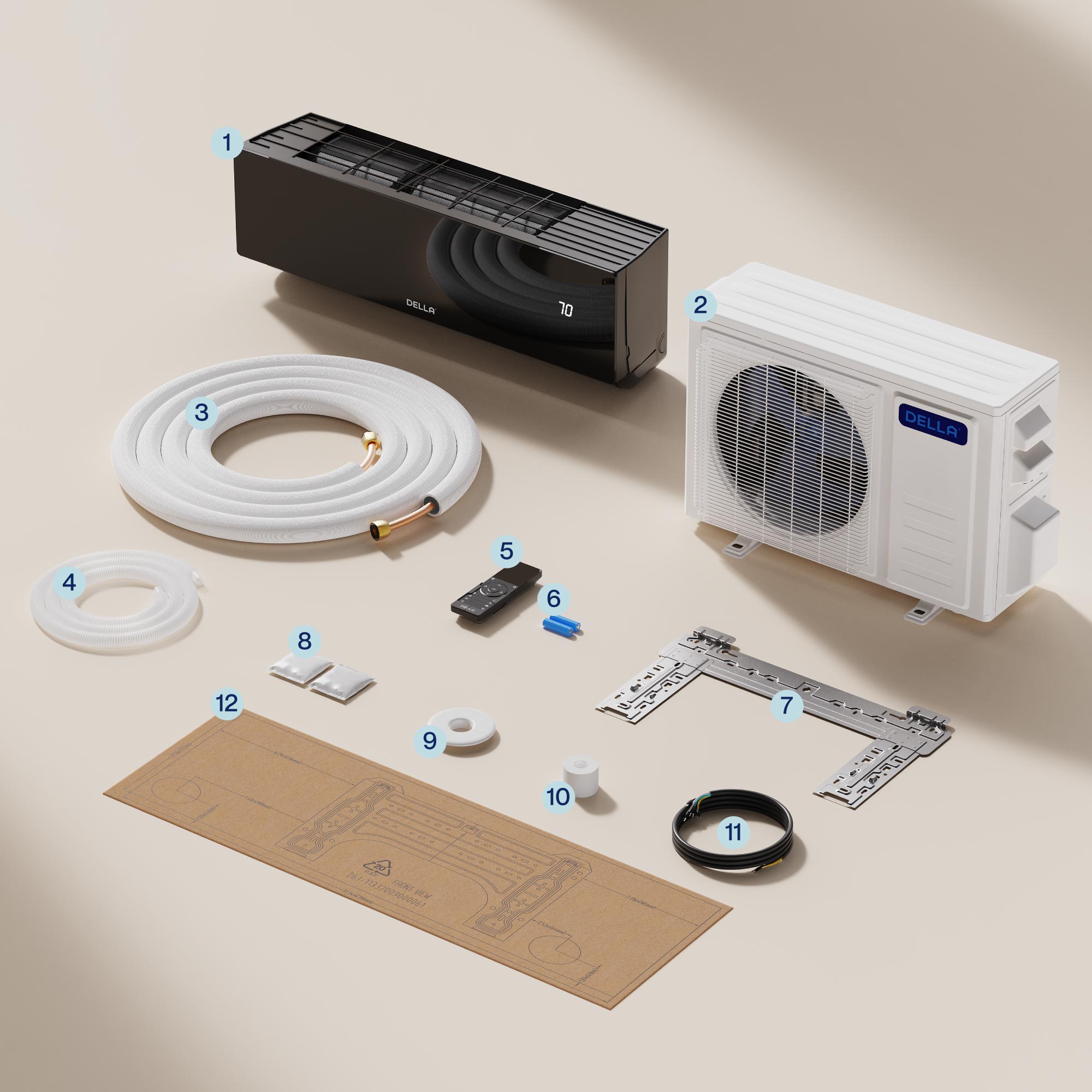 DELLA Umbra Series 23000 BTU 19 SEER2 Mini Split Heat Pump AC - Up to 1500 Sq.Ft.