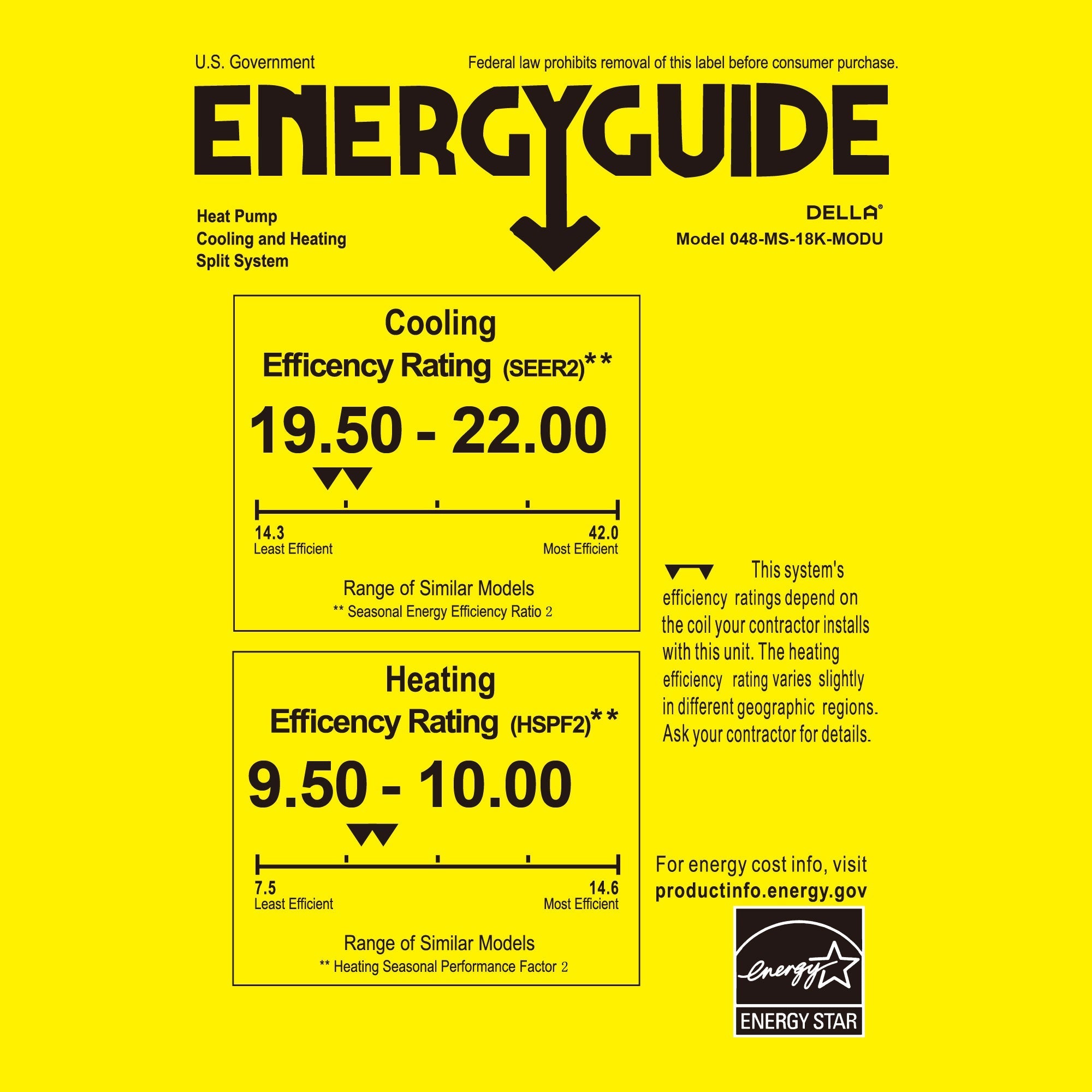 DELLA Serena Series 18000 BTU Dual Zone Mini Split AC (7K + 9K) - Up to 700 Sq.Ft.