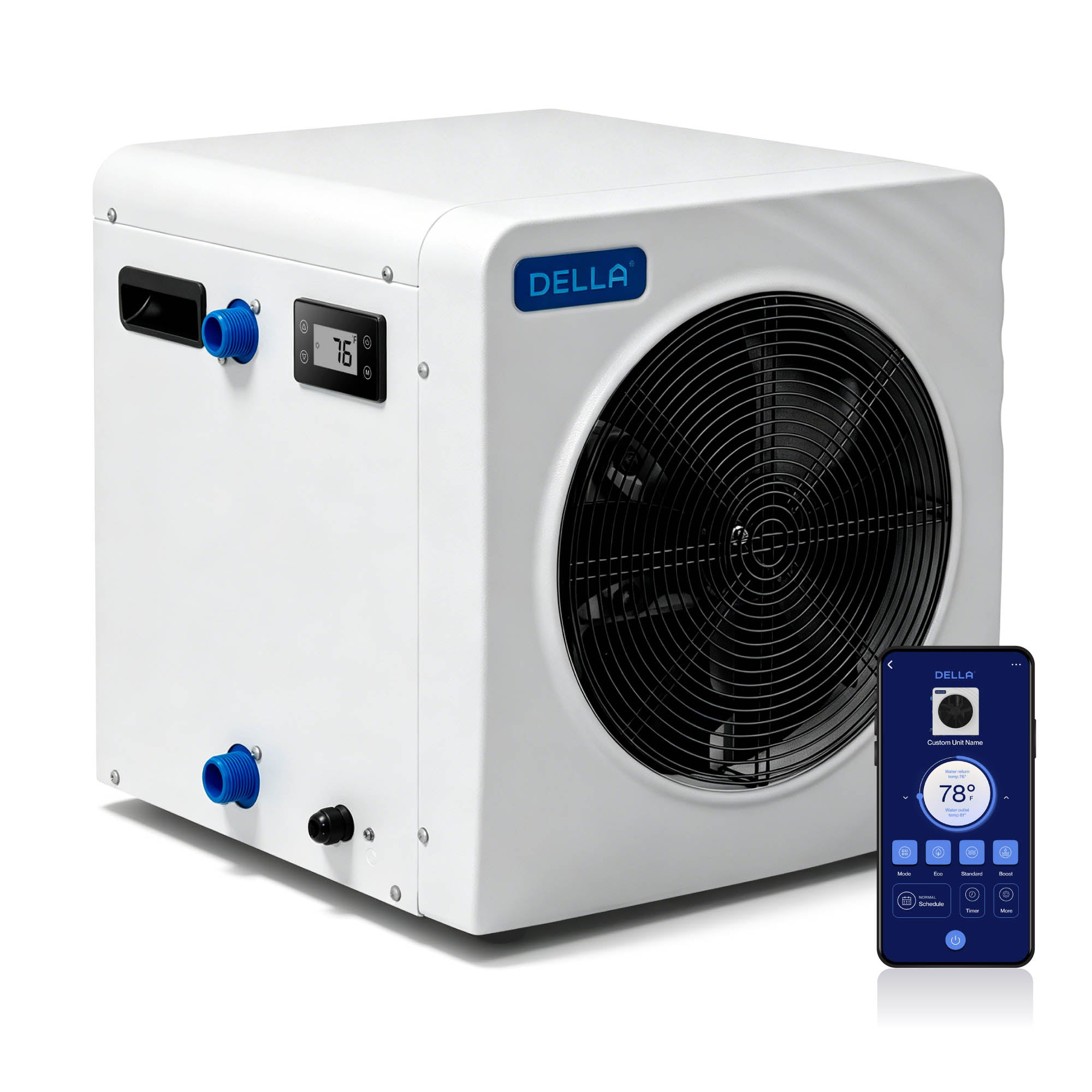 DELLA Omi Spark Series 21,000 BTU Mini Inverter Pool Heat Pump for Pools up to 7,000 Gallons