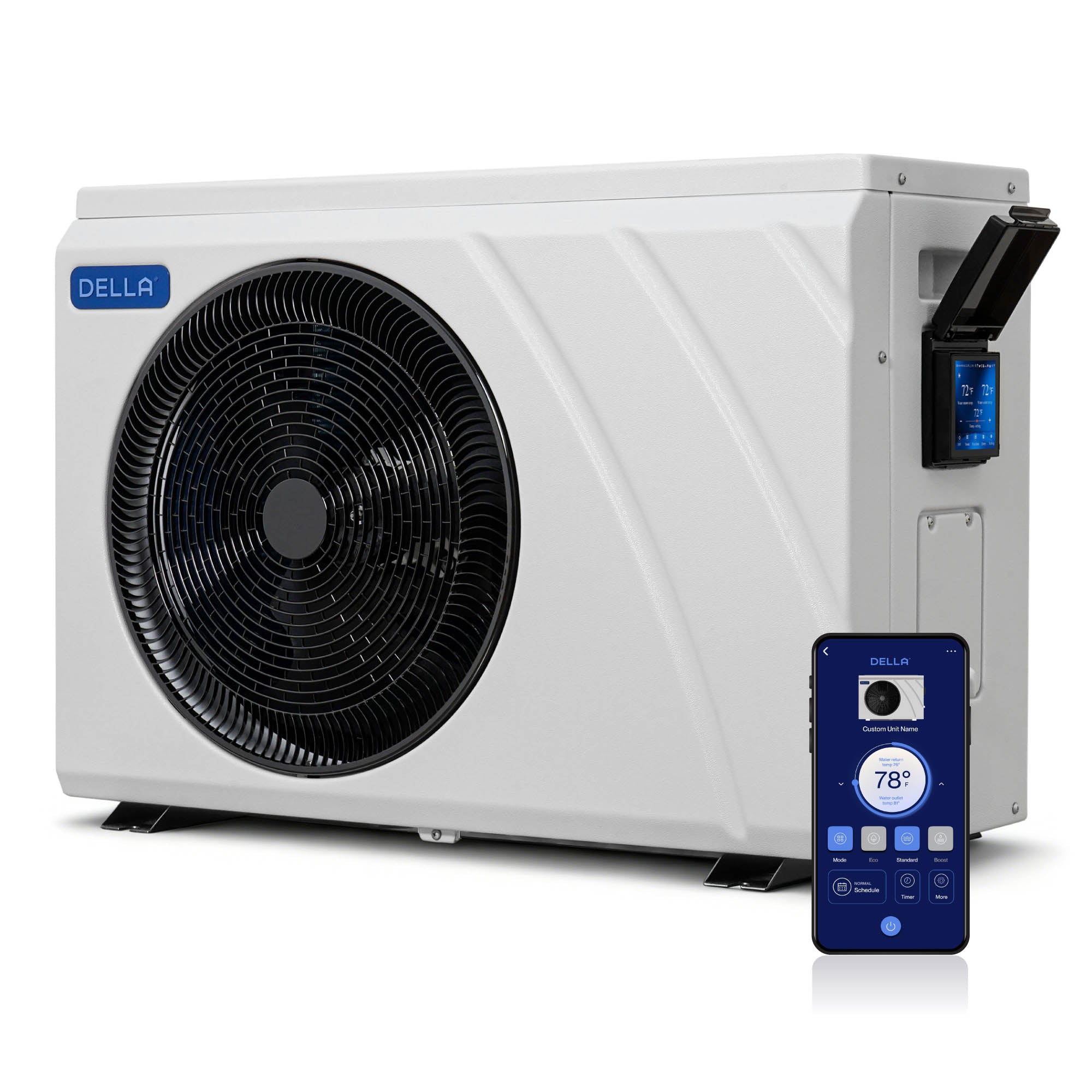 DELLA Omi Edge Series 38,500 BTU Inverter Pool Heat Pump for Pools up to 13,000 Gallons