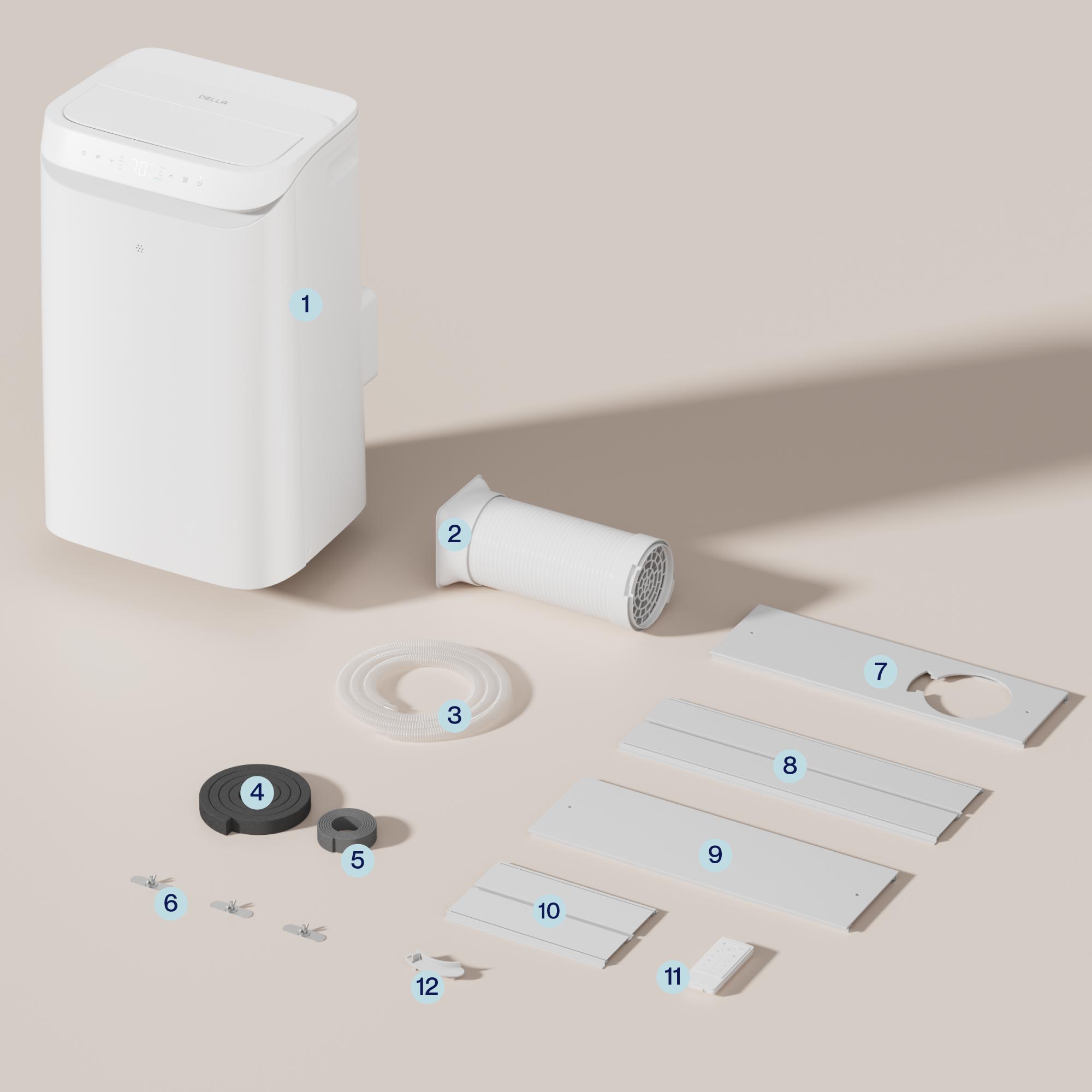 DELLA 12,000 BTU Smart Portable Air Conditioner for Rooms Up to 350 Sq. Ft.