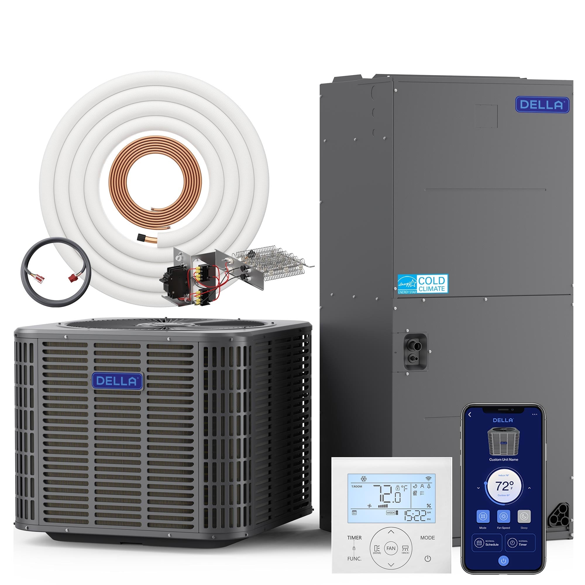 DELLA 24,000 BTU 18 SEER2 Ducted Central Air Conditioner with Air Handler