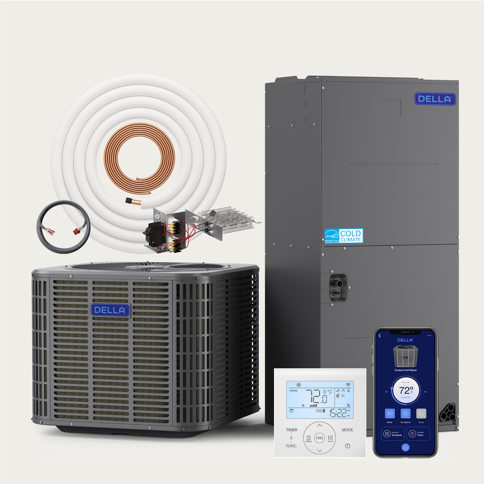 DELLA 24,000 BTU 18 SEER2 Ducted Central Air Conditioner with Air Handler