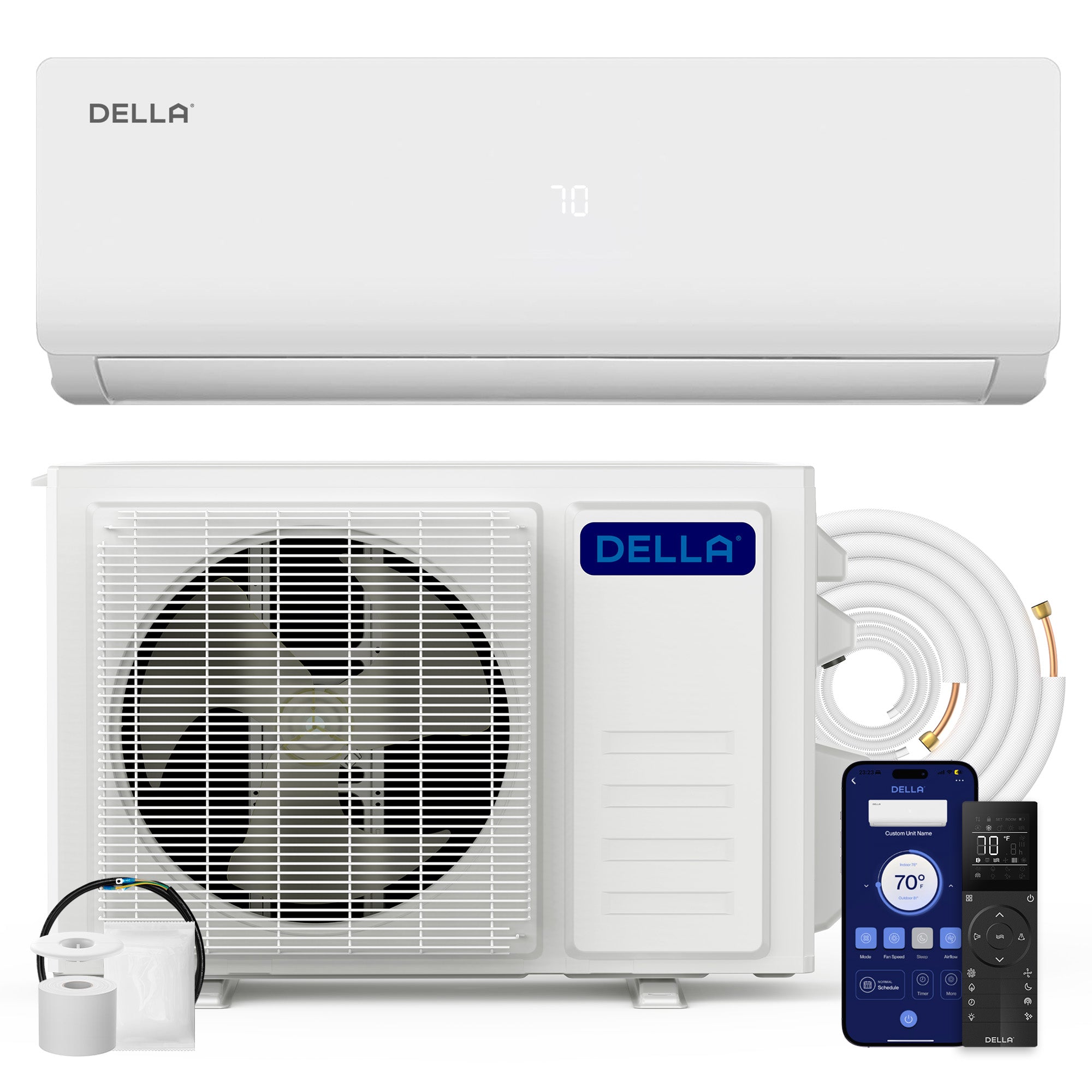 DELLA Vario Series 24000 BTU 21 SEER2 Mini-Split Heat Pump AC - Up to 1500 Sq.Ft.