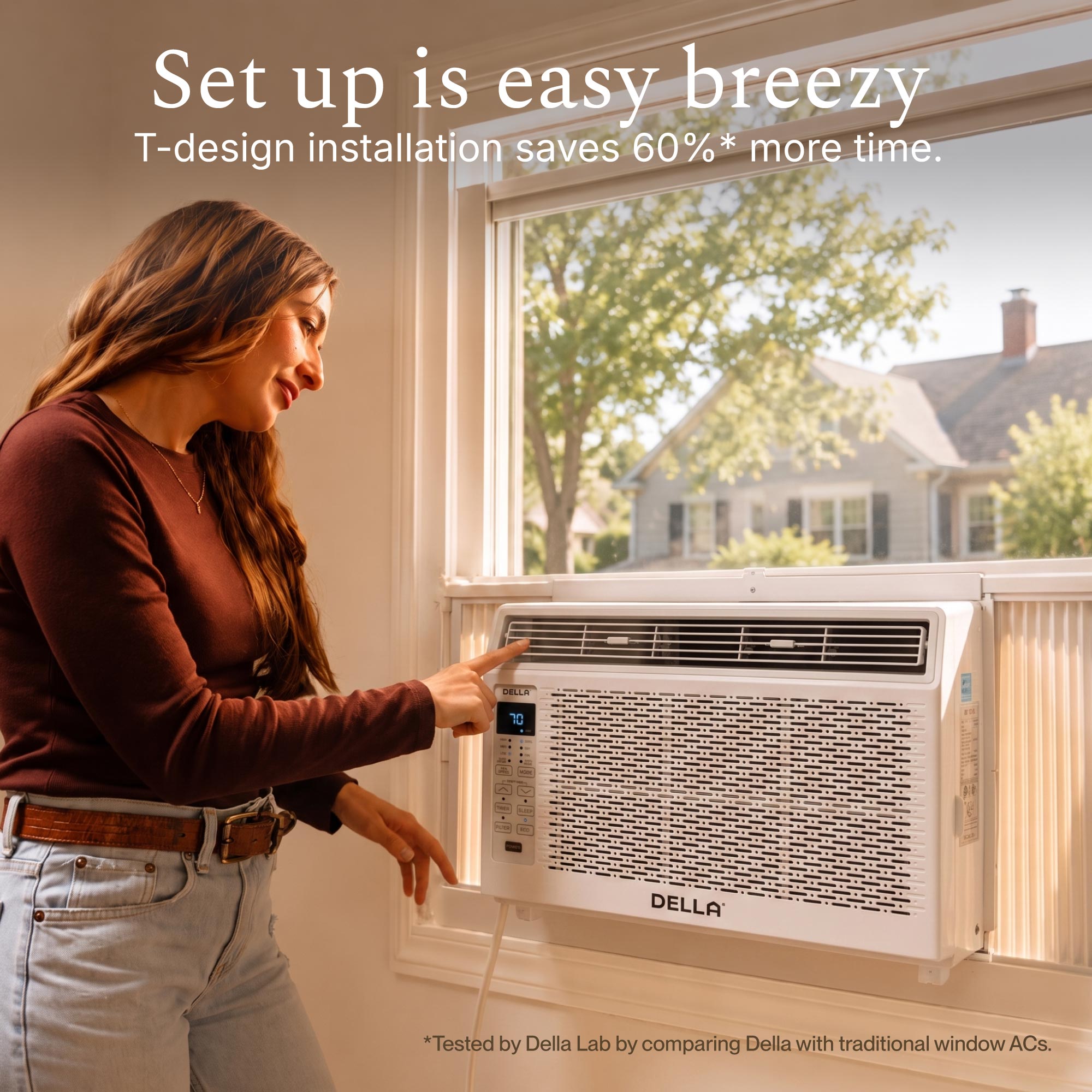 DELLA 5000 BTU Window Air Conditioner with GEO Location, WIFI & Remote Controls, Cools Up to 150 Sq. Ft.