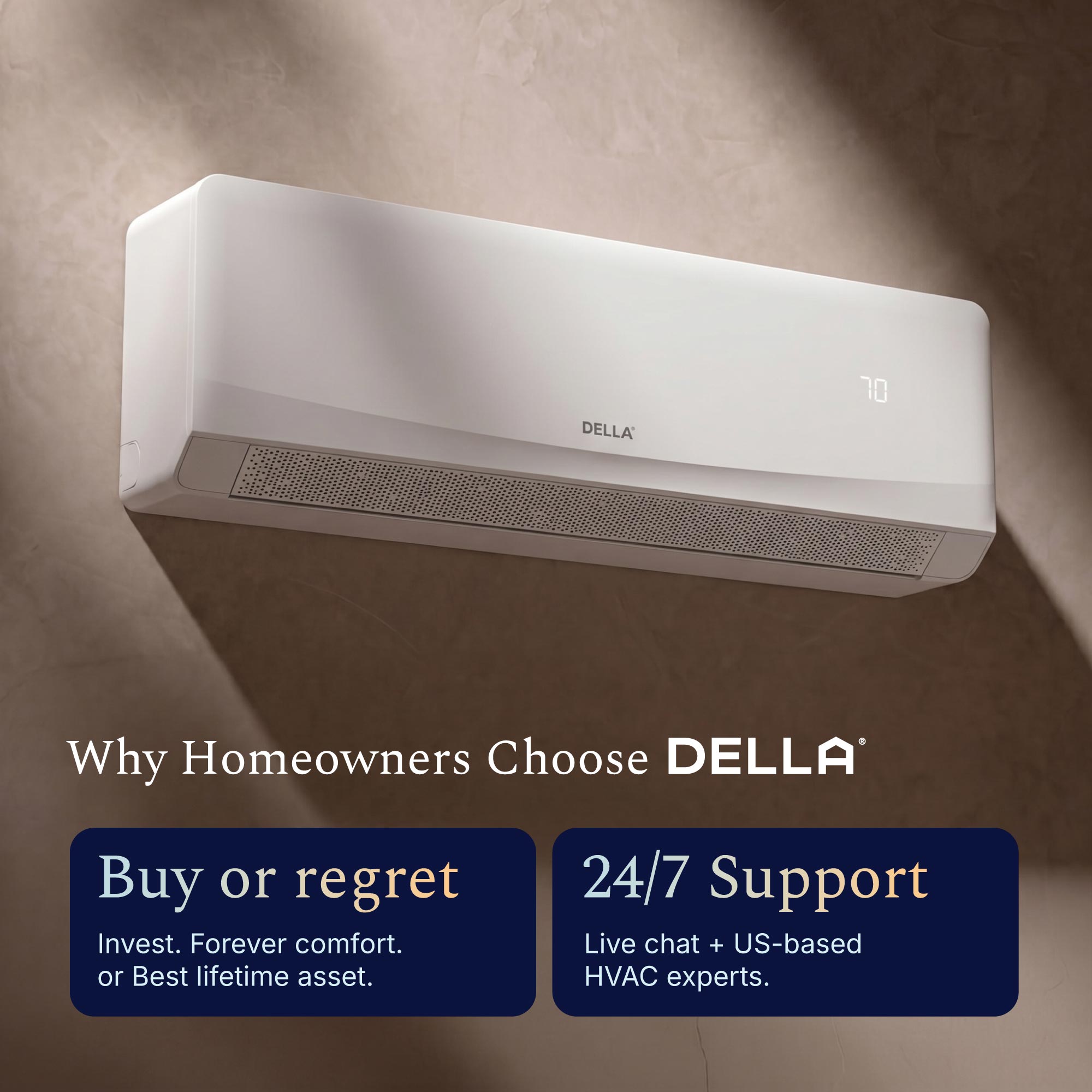 DELLA Serena CloudAir Series 9800 BTU 22 SEER2 Mini Split Heat Pump AC - Up to 400 Sq.Ft.