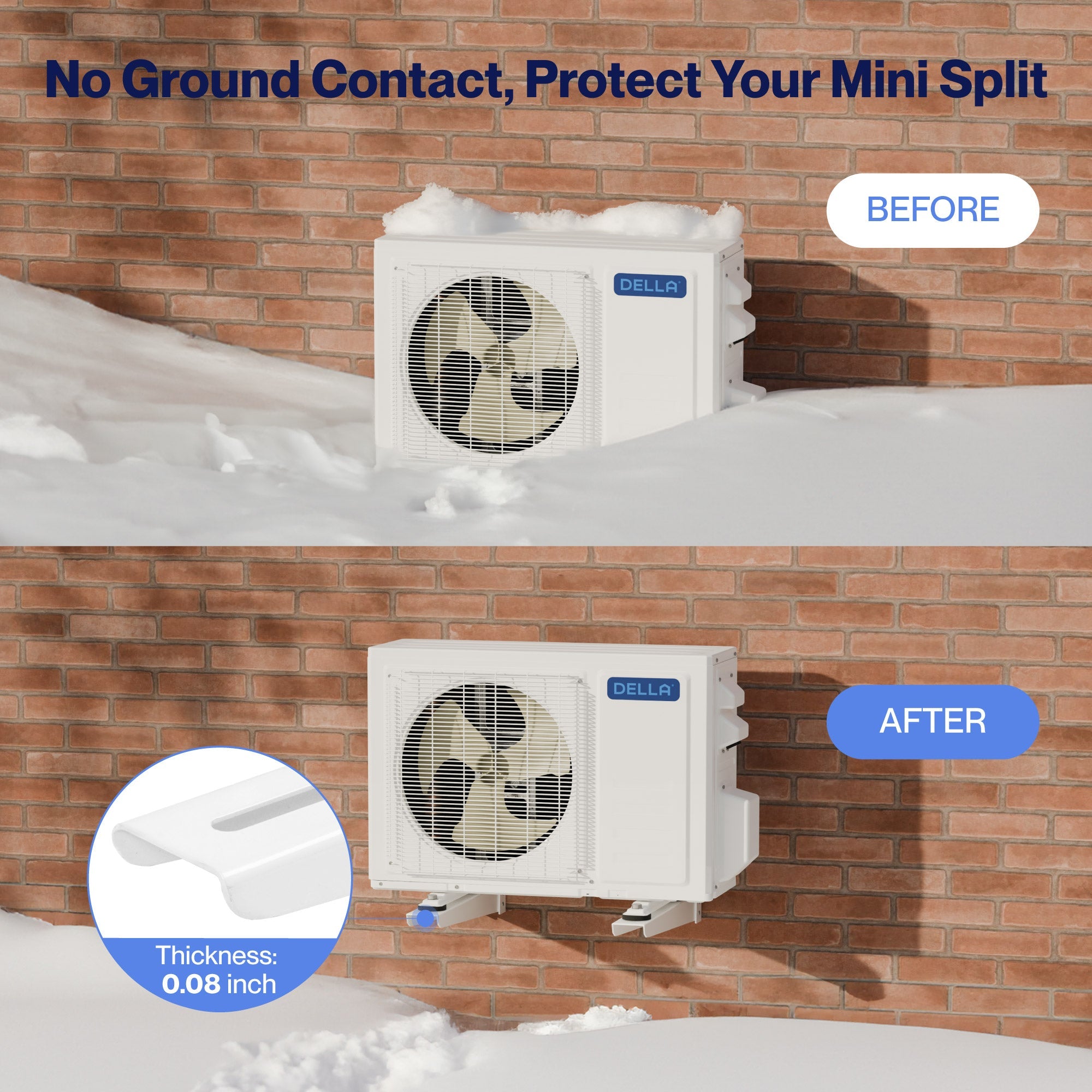 DELLA mini split wall bracket snow protection