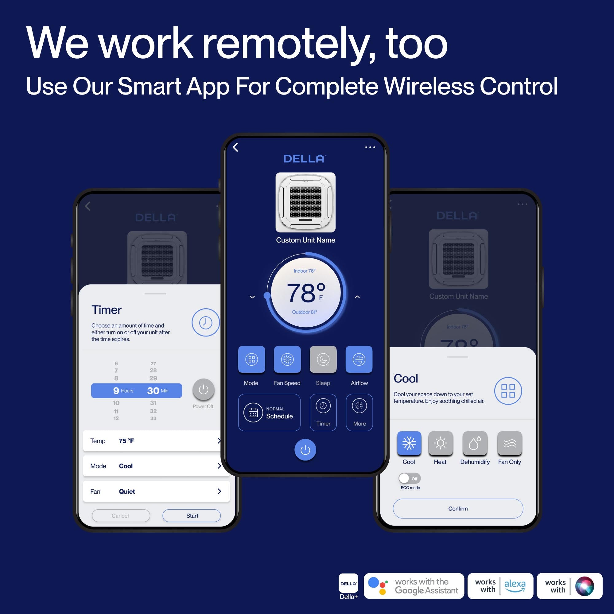 DELLA 27000 BTU Dual Zone Ceiling Cassette Mini Split AC (12K + 18K) - Up to 1550 Sq.Ft.