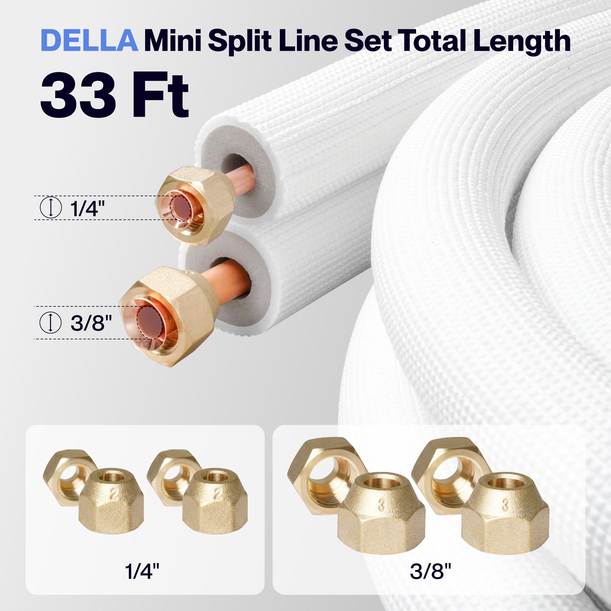 #size_33ft line set 3/8" & 1/4"o.d. copper pipes tubing