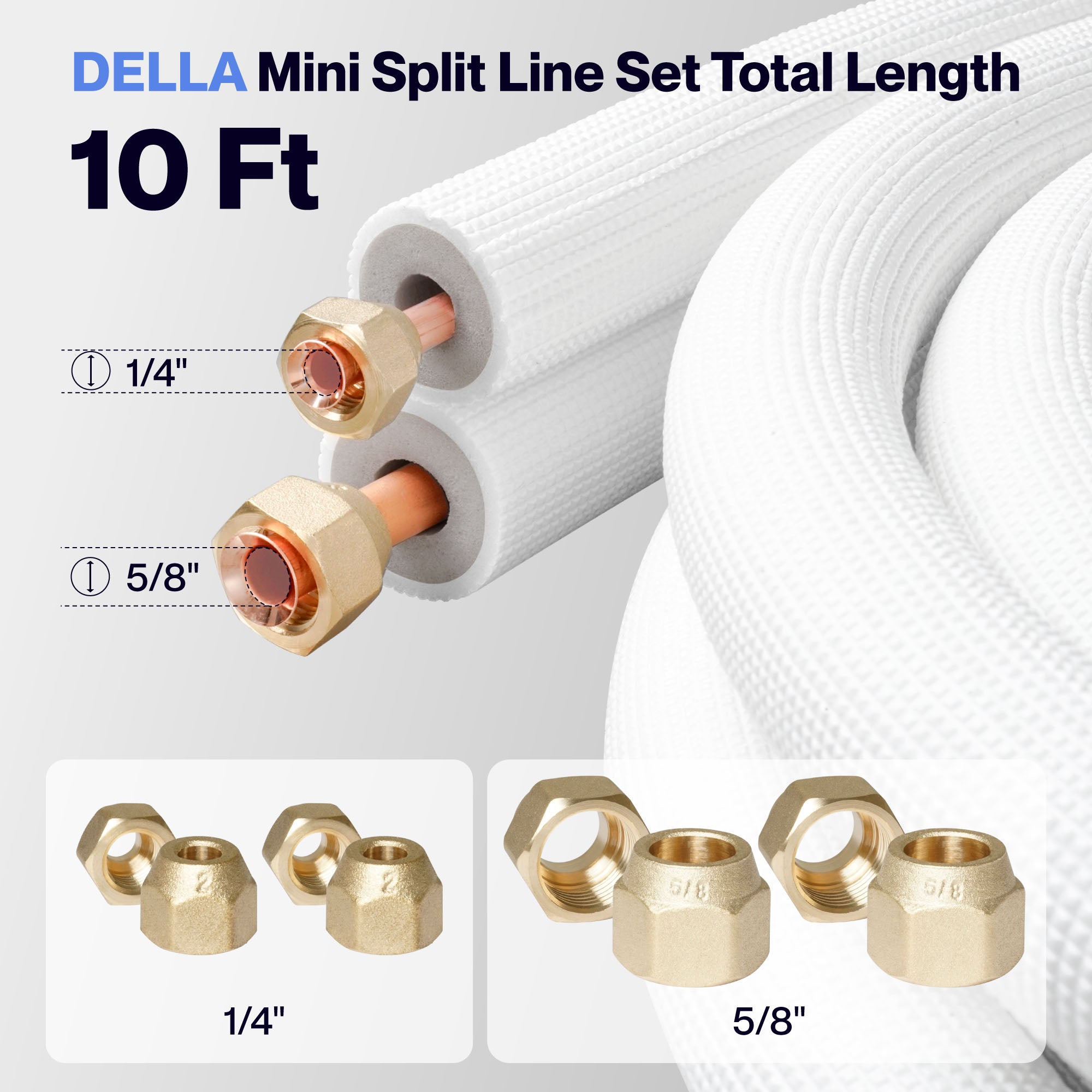 #size_10ft line set 5/8" & 1/4"o.d. copper pipes tubing
