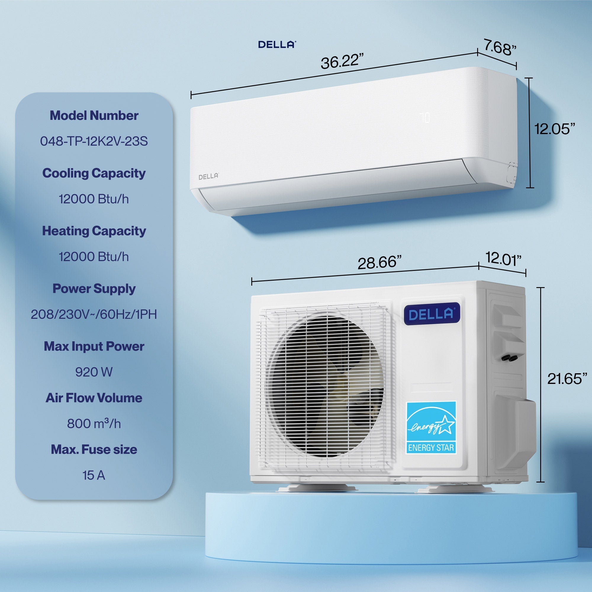 Optima Series 12000 BTU SEER2 23 Ultra Heat Mini-Split AC - Up to 550 Sq.Ft.