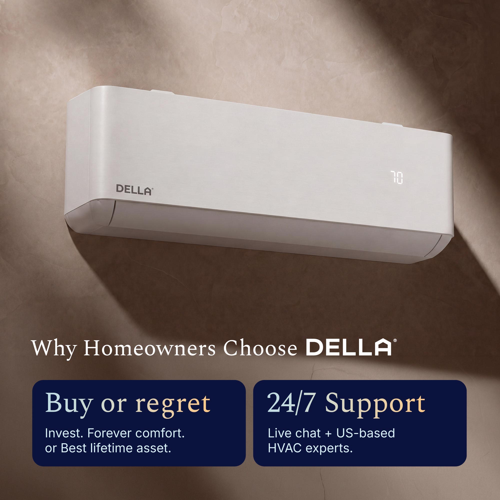 DELLA Optima Series 12000 BTU 24 SEER2 Ultra Heat Mini Split AC  - Up to 550 Sq.Ft.