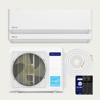 DELLA Optima Series 18000 BTU Dual Zone Mini Split AC with R-454B (12K+12K) - Up to 1100 Sq.Ft.