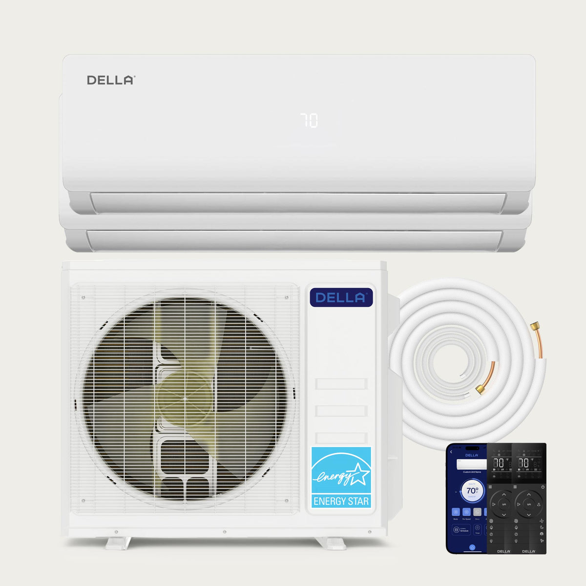 DELLA Vario Series 28000 BTU Dual Zone Mini Split AC with R-454B (12k+12k) -Up to 1100 Sq.Ft.