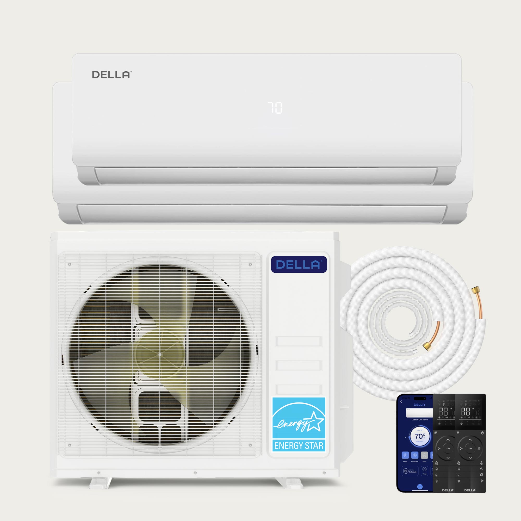 DELLA Vario Series 28000 BTU Dual Zone Mini Split AC with R-454B (12k+18k) -Up to 1550 Sq.Ft.