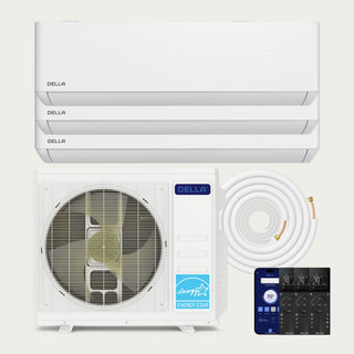 DELLA Optima Series 27000 BTU Tri-Zone Mini Split AC with R-454B (9K+9K+12k) - Up to 1350 Sq.Ft.