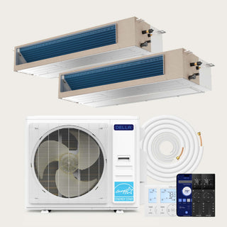 DELLA 41000 BTU Dual Zone Concealed Ducted Mini Split Heat Pump AC (24K + 24K)