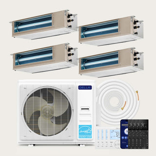 DELLA 41000 BTU Quad Zone Concealed Ducted Mini Split Heat Pump AC (9K + 9K + 12K + 12K)