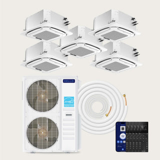 DELLA 48000 BTU Five Zone Ceiling Cassette Mini Split AC (9K + 9K + 9K + 12K + 12K) - Up to 2300 Sq. Ft.