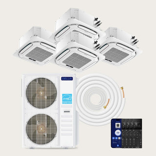 DELLA 48000 BTU Quad Zone Ceiling Cassette Mini Split AC (9K + 12K + 12K + 12K) - Up to 2050 Sq. Ft.