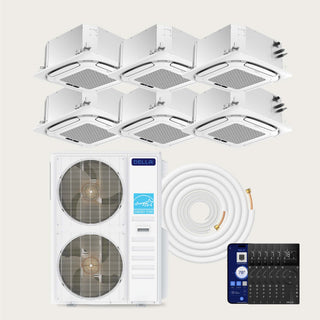 DELLA 55000 BTU Six Zone Ceiling Cassette Mini Split AC (9K + 9K + 9K + 9K + 12K + 12K) - Up to 2700 Sq.Ft.