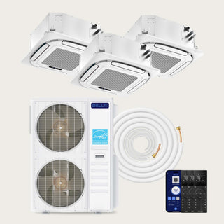 DELLA 48000 BTU Tri-Zone Ceiling Cassette Mini Split AC (12K + 12K + 24K) - Up to 2600 Sq. Ft.