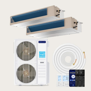 DELLA 48000 BTU Dual Zone Concealed Ducted Mini Split Heat Pump AC (24K + 24K)