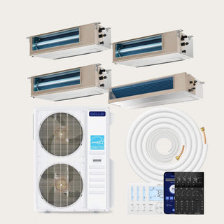 DELLA 55000 BTU Quad Zone Concealed Ducted Mini Split Heat Pump AC (9K + 9K + 12K + 24K)